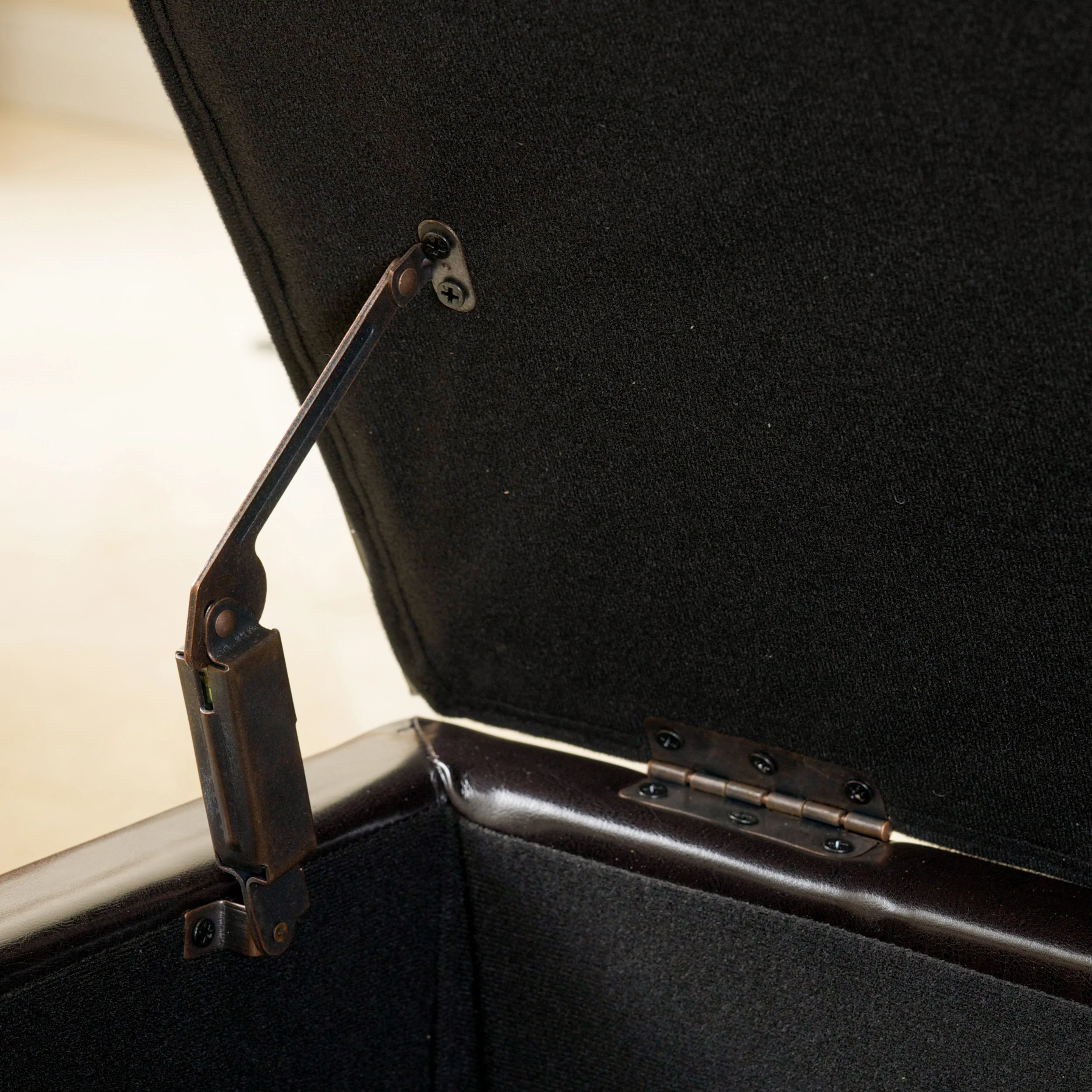 Barton Tufted Espresso Leather Storage Ottoman - furnishings