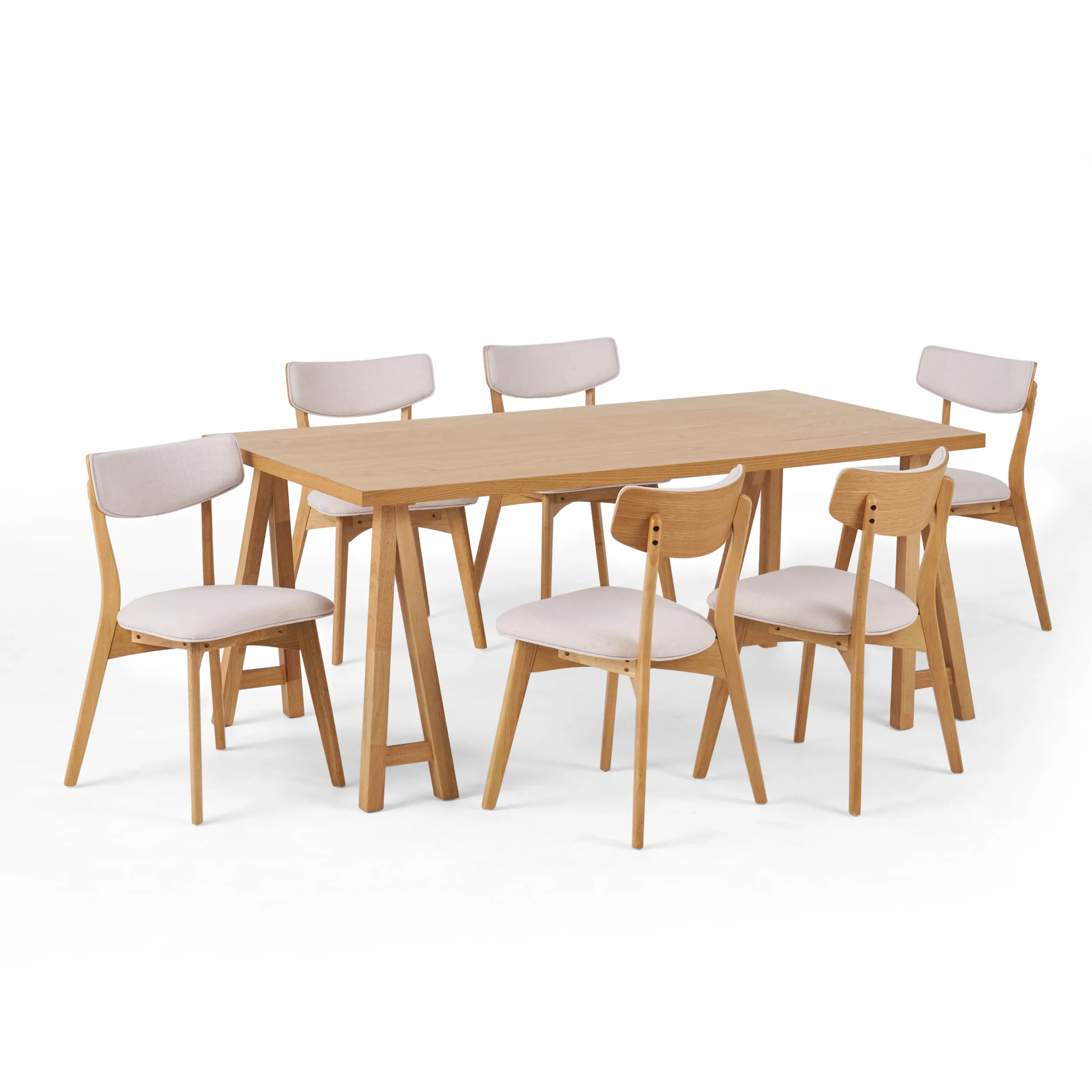 Turat Mid-Century Modern 7 Piece Dining Set with A-Frame Table - furnishings