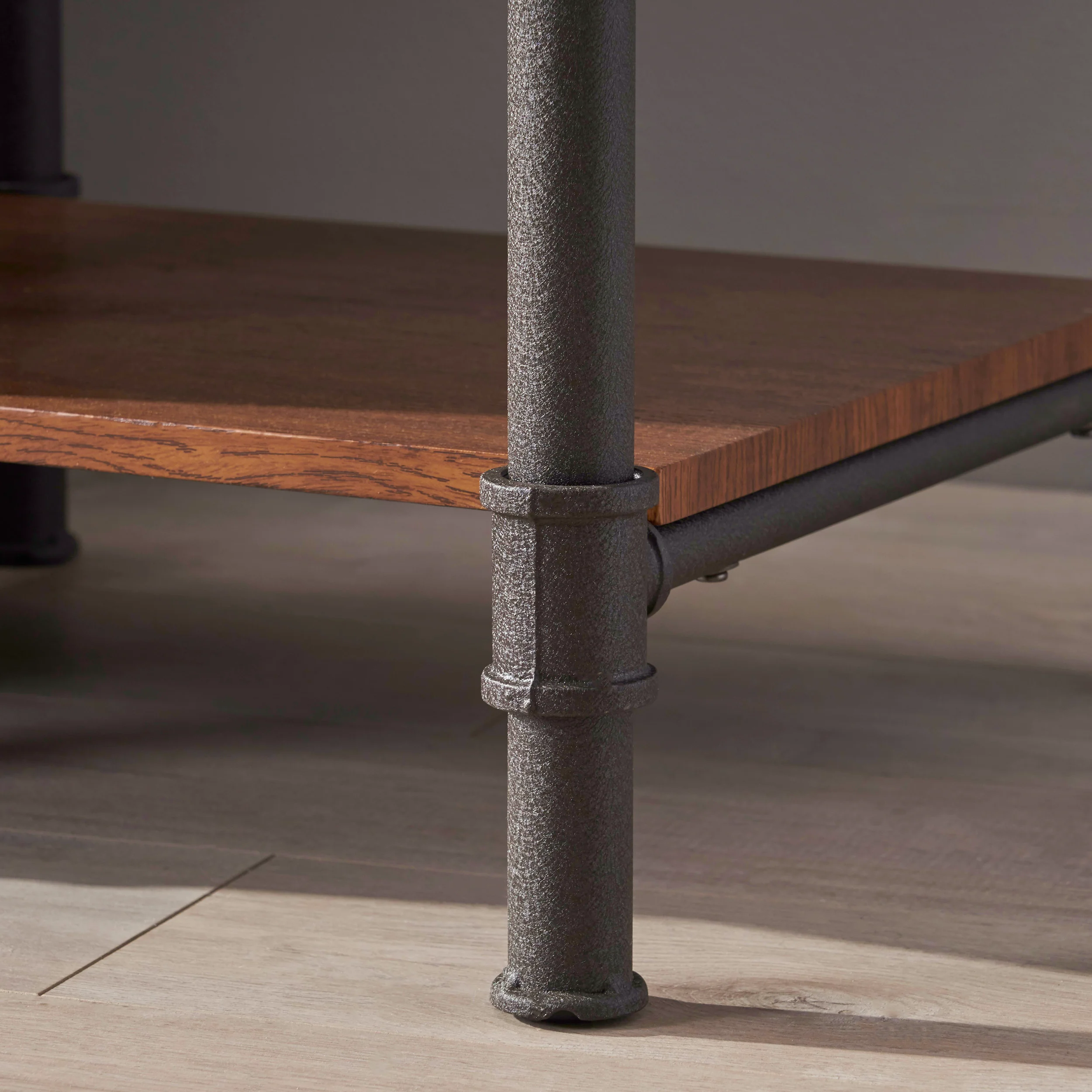 Mila Industrial Faux Wood End Tables (Set of 2), Teak - furnishings