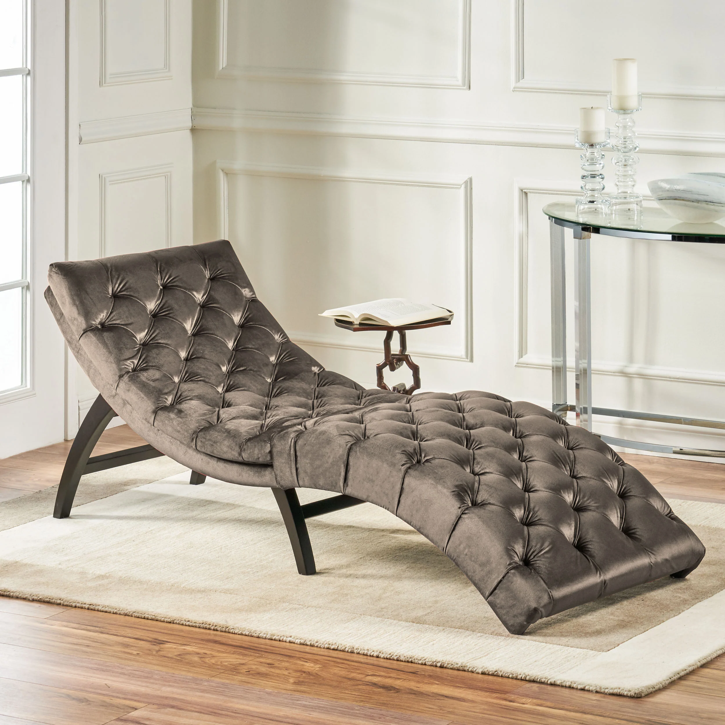 Garamond Tufted Velvet Chaise Lounge - furnishings