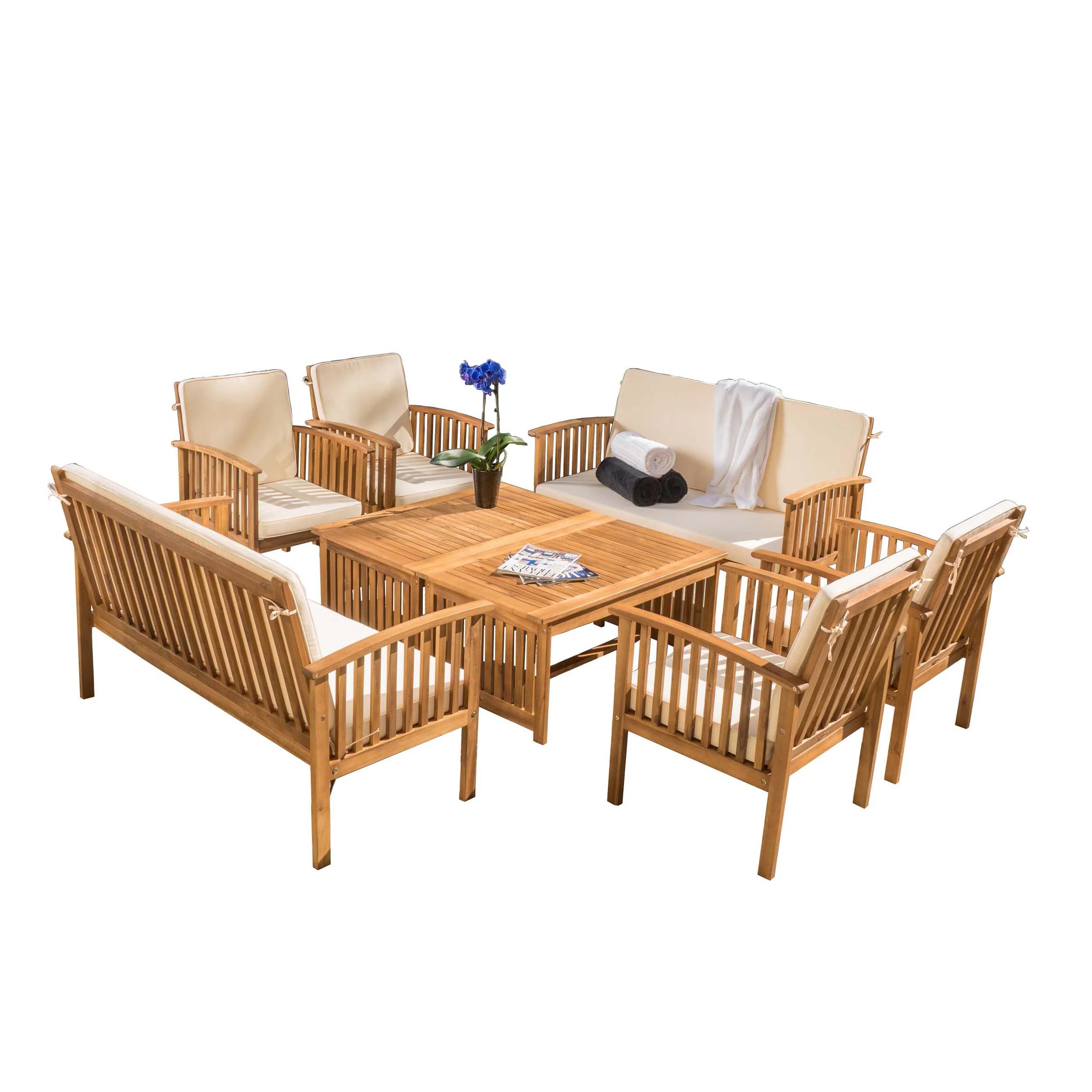 Cape Town Acacia Wood Outdoor Sofa Set - furnishings