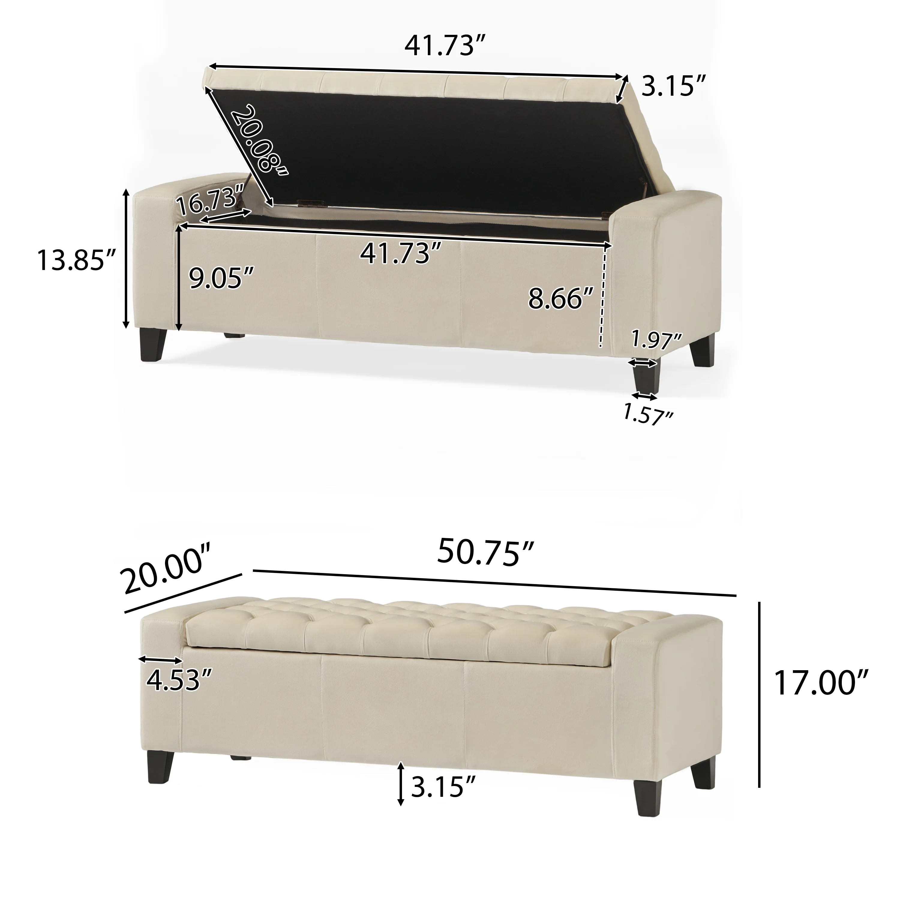 Seattle Tufted Storage Ottoman Bench - furnishings