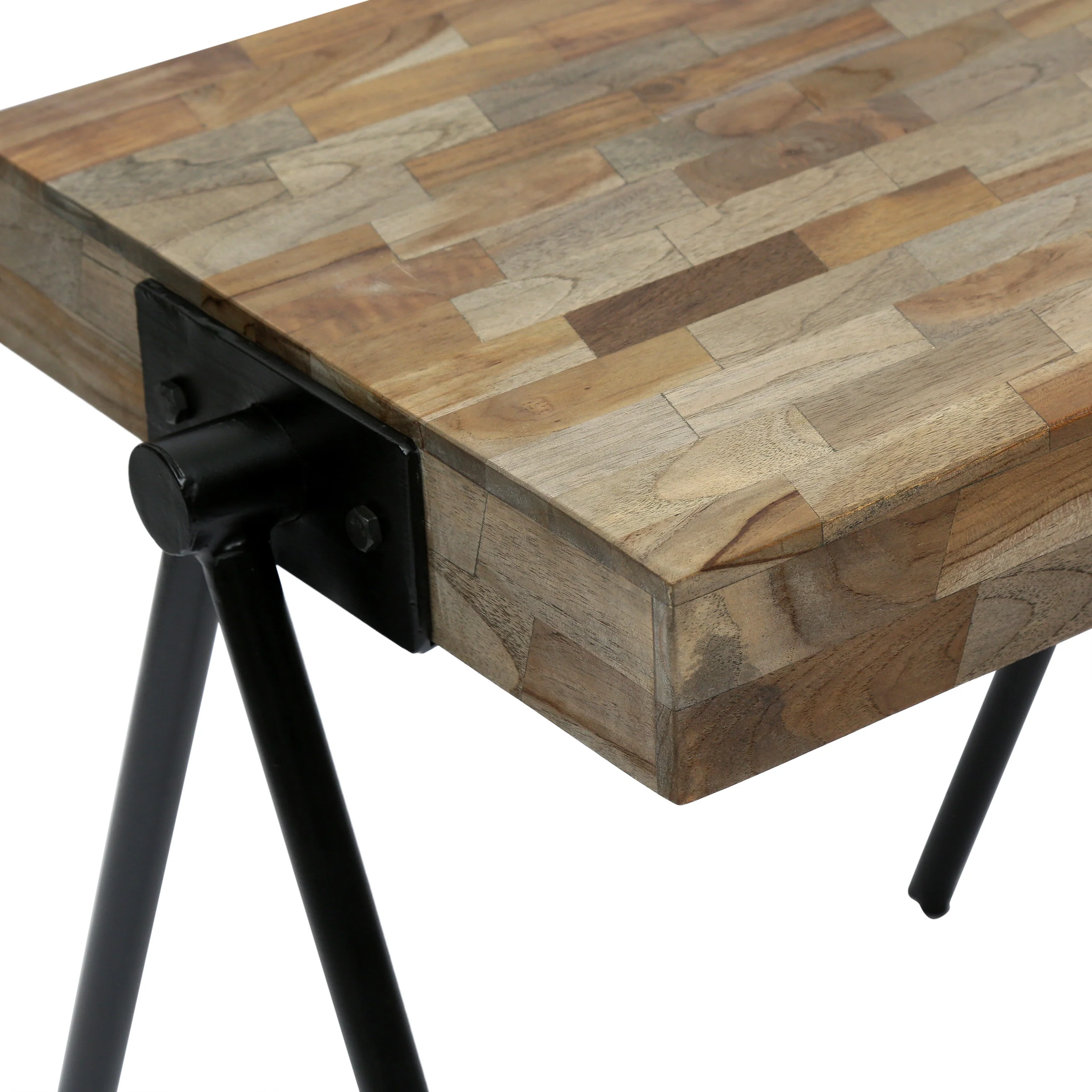 Delliah Handcrafted Modern Industrial Mango Wood Side Table - furnishings
