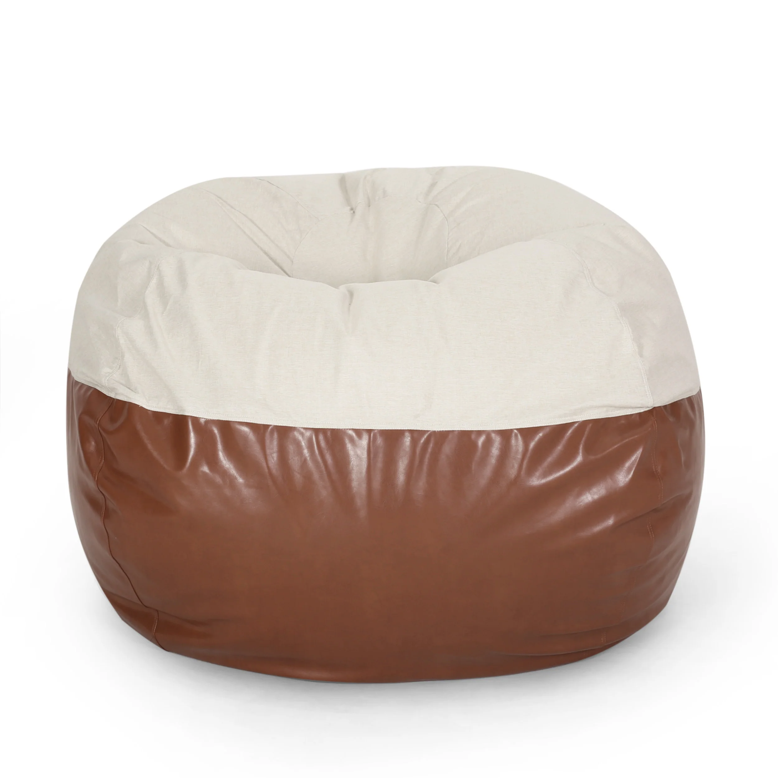 Meagher Modern 5 Foot Two Toned Fabric and Faux Leather Bean Bag - furnishings