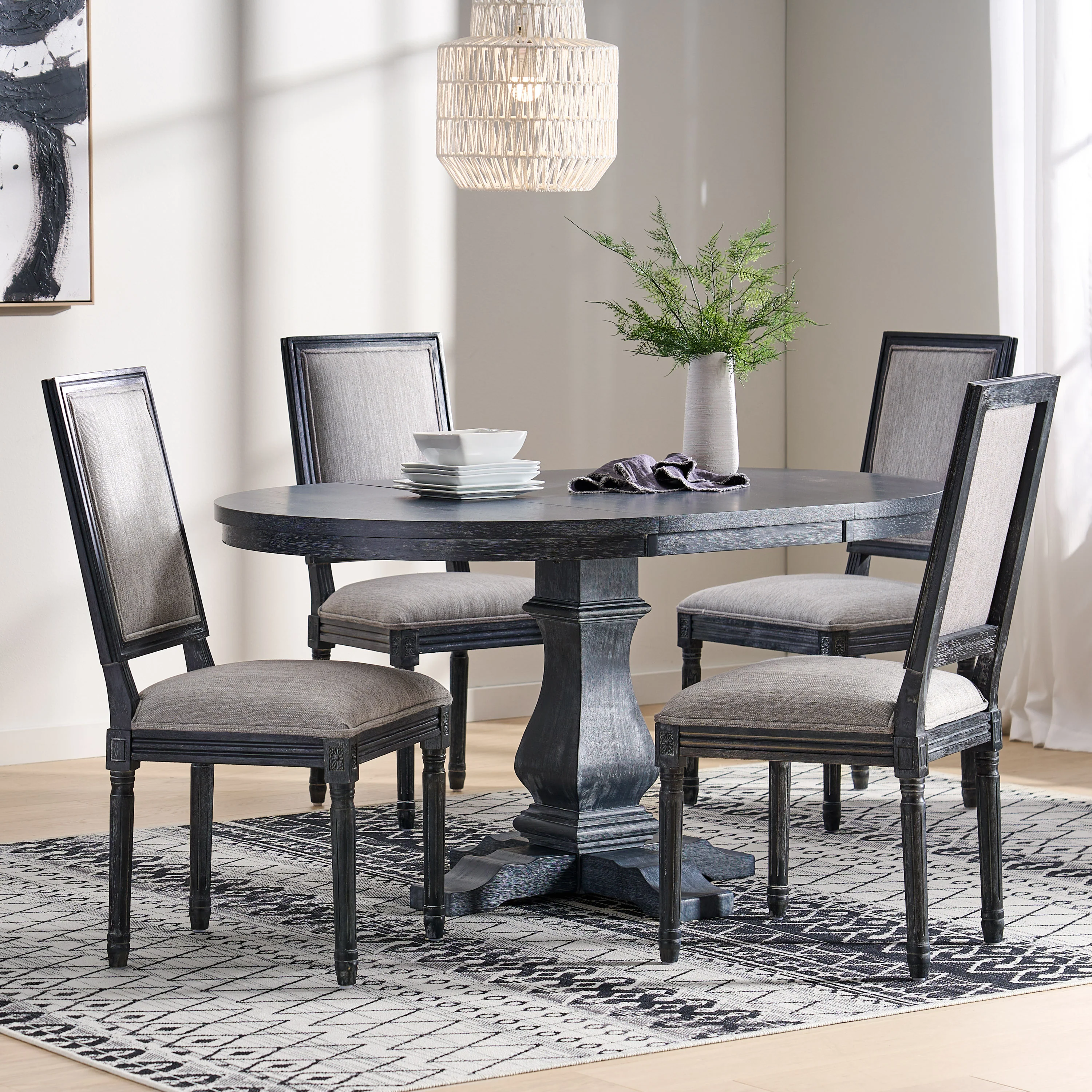 Beckstrom French Country 5-Piece Expandable Oval Dining Set - Wood - furnishings