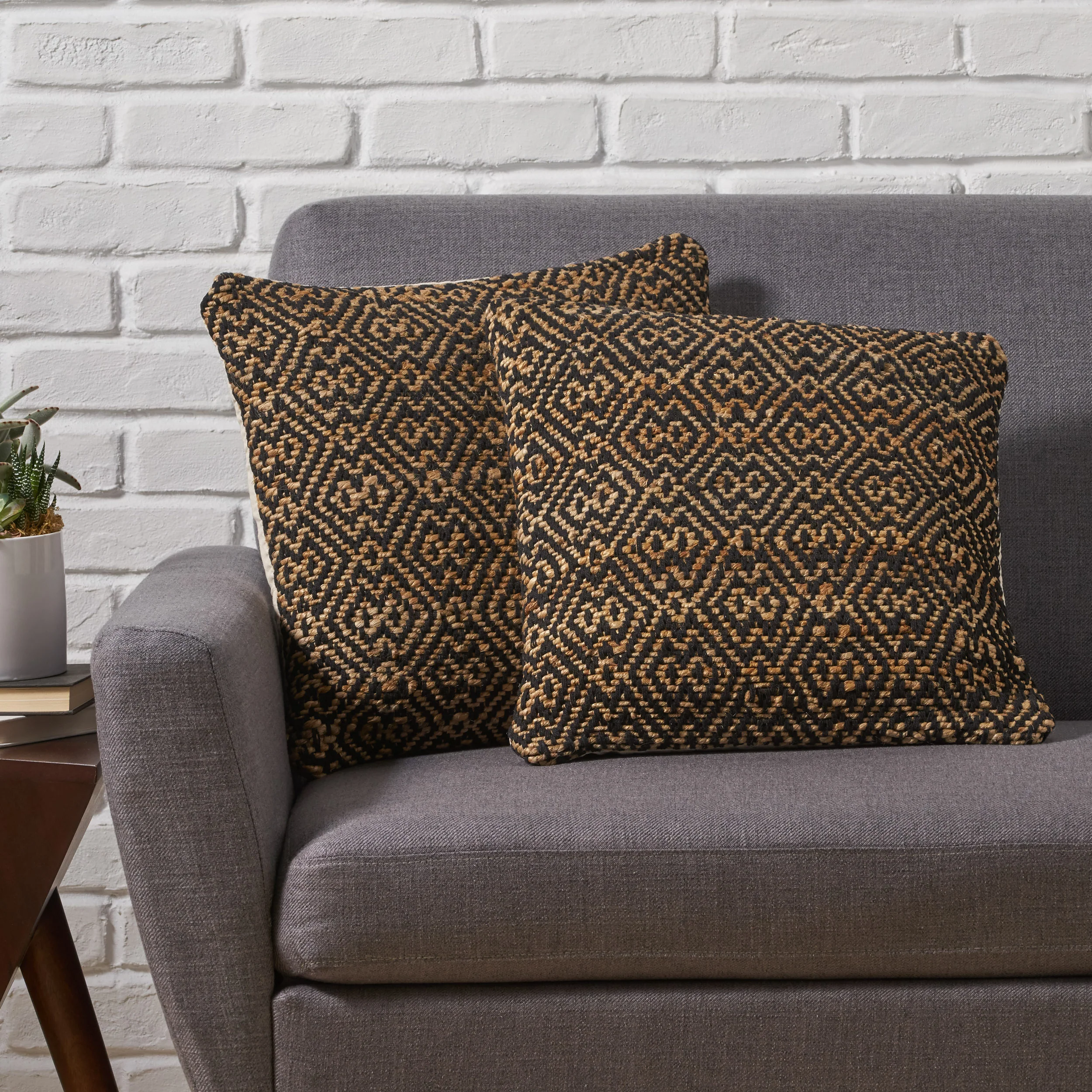 Tzipporah Boho Jute and Cotton Throw Pillow (Set of 2) - furnishings