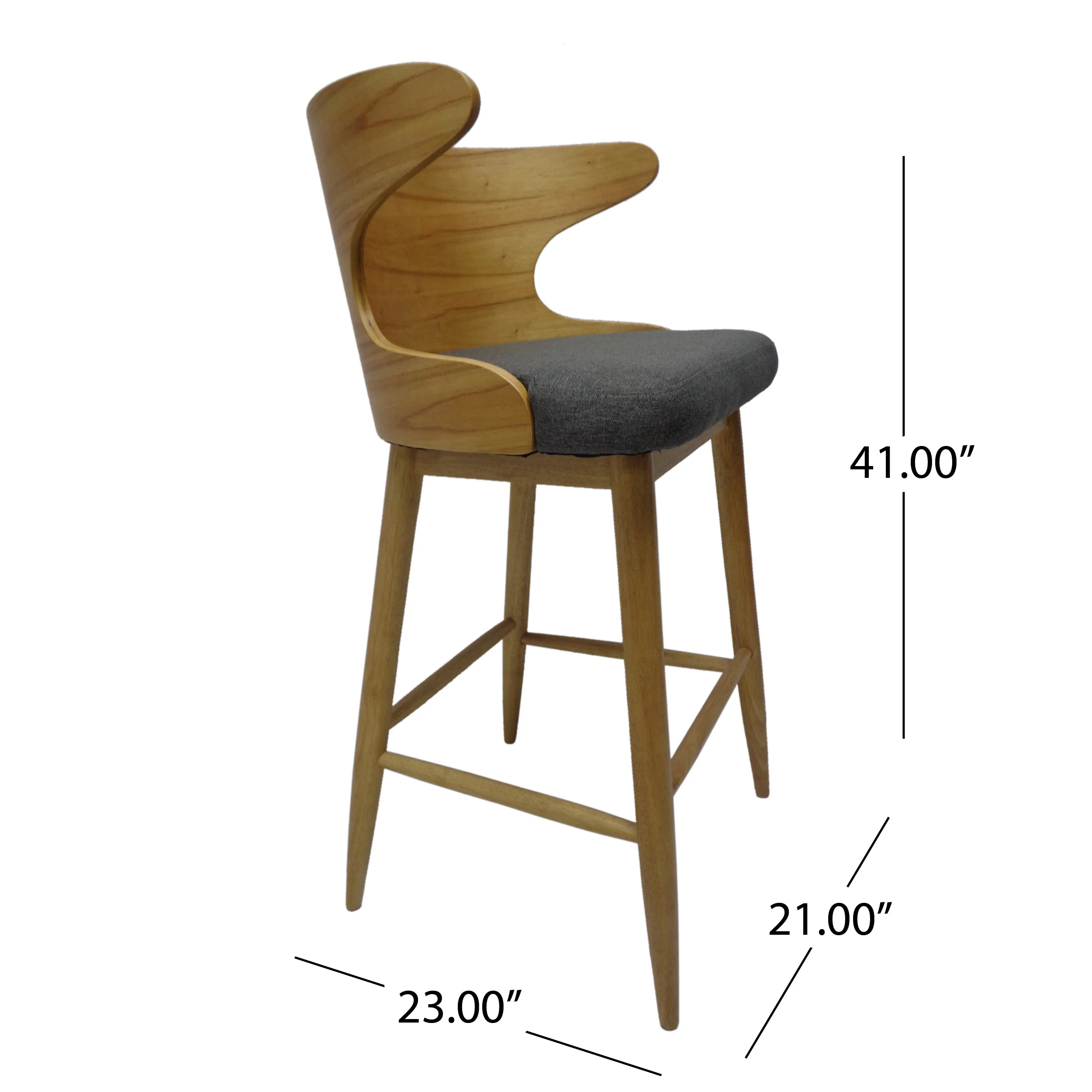 Truda Mid Century Modern Fabric Barstools (Set of 2) - furnishings