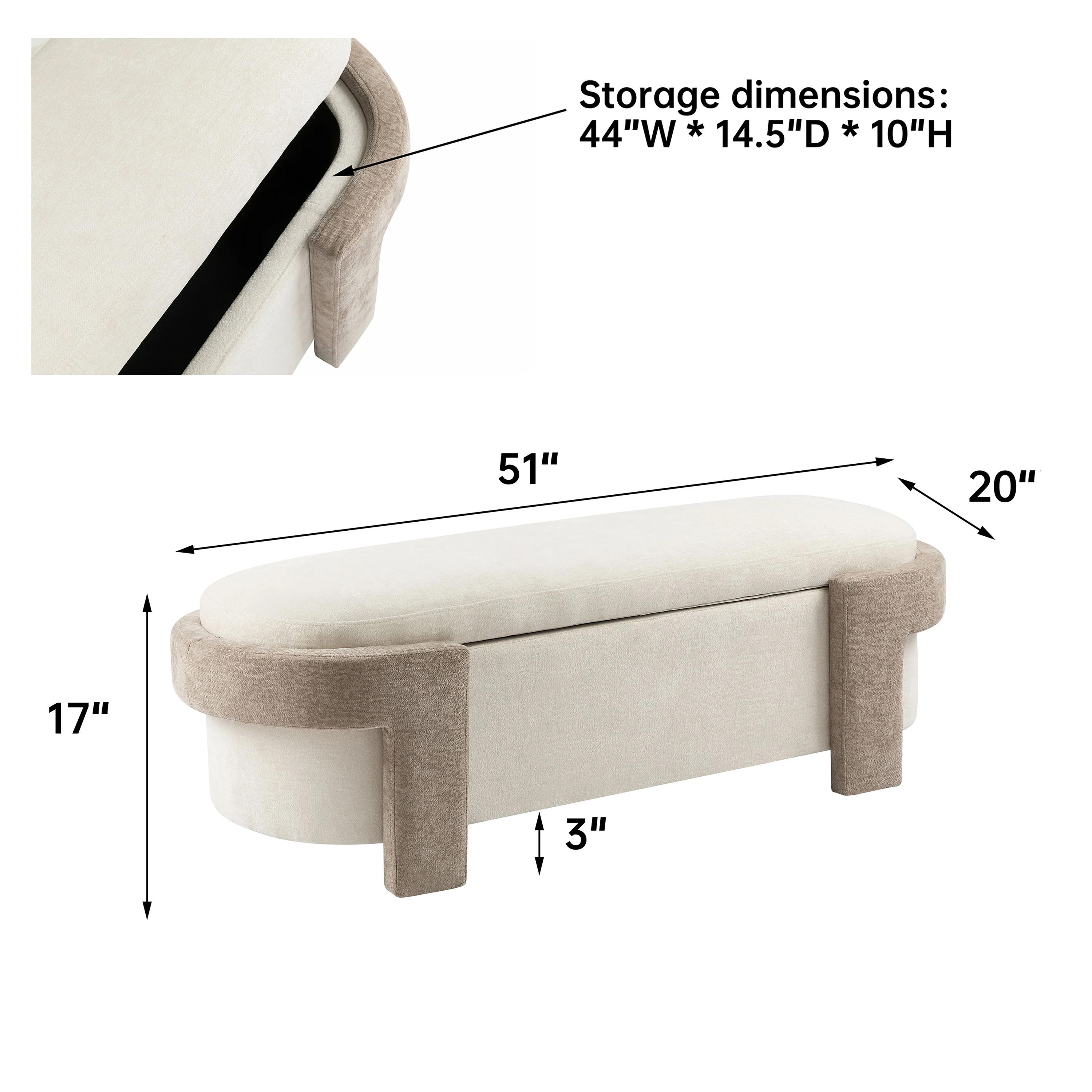 Ethan Upholstered Fabric Storage Ottoman Bench Foot Rest Stool - furnishings
