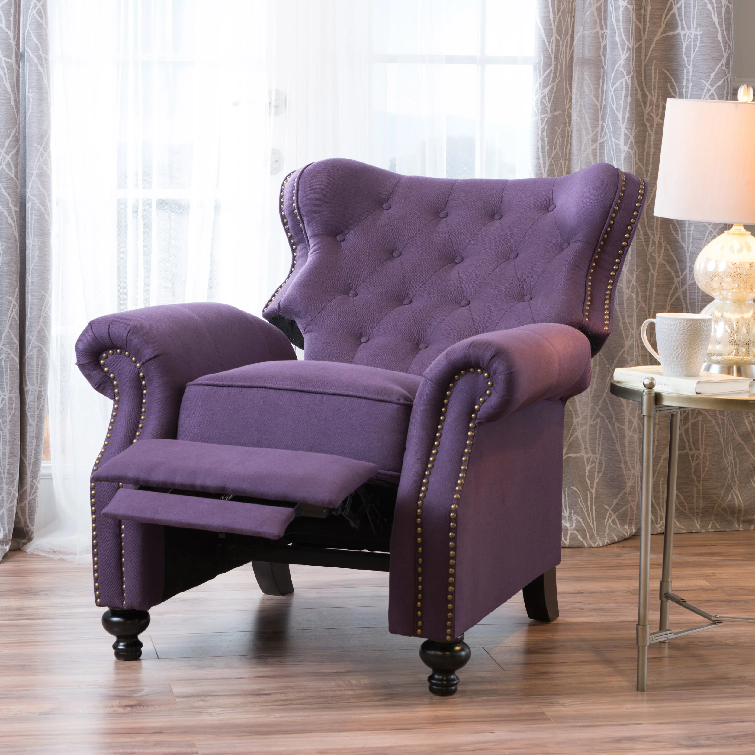 Waldo Tufted Back Studded Accent Recliner Armchair - furnishings