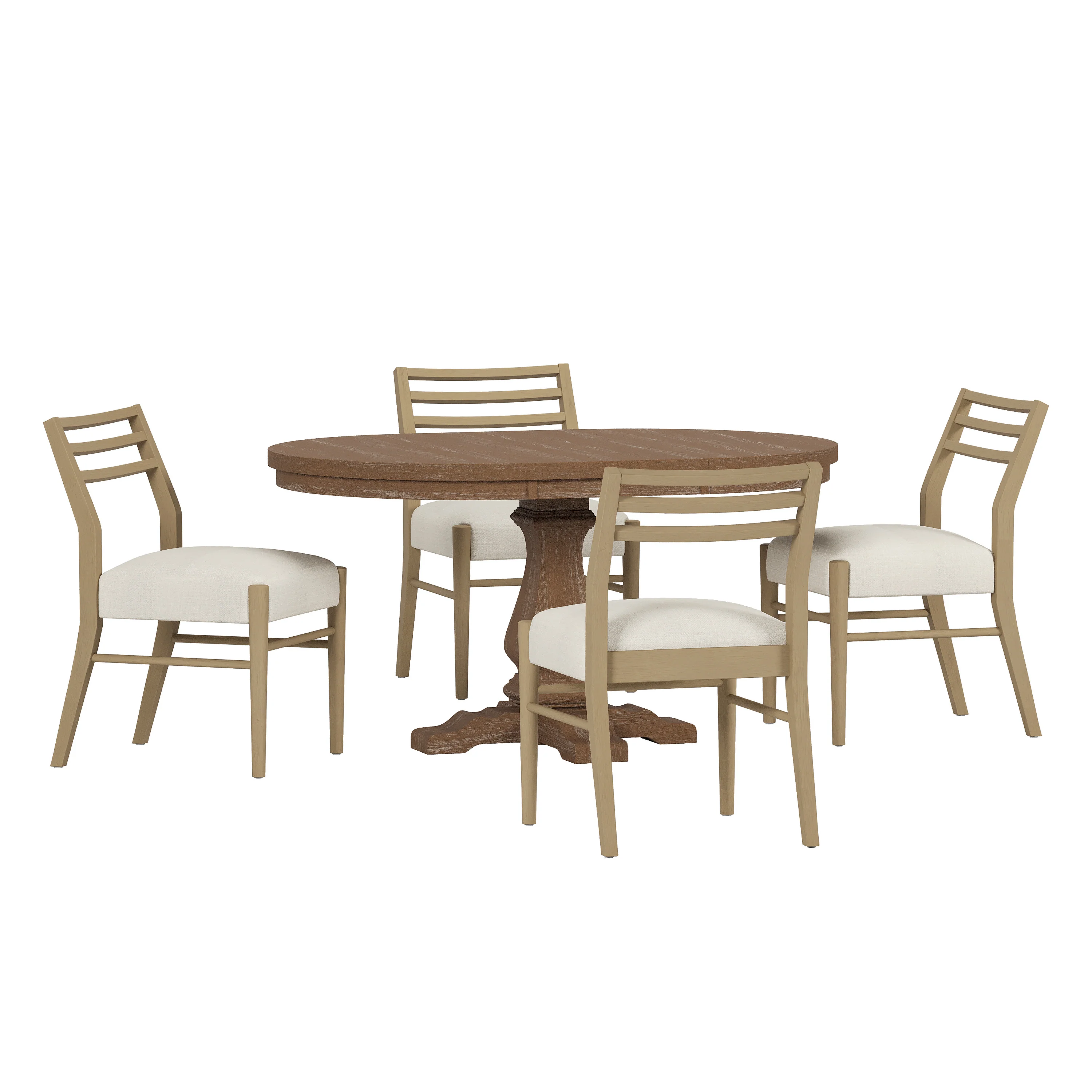 Alachua Farmhouse Fabric Upholstered Wood Expandable 5 Piece Dining Set - furnishings