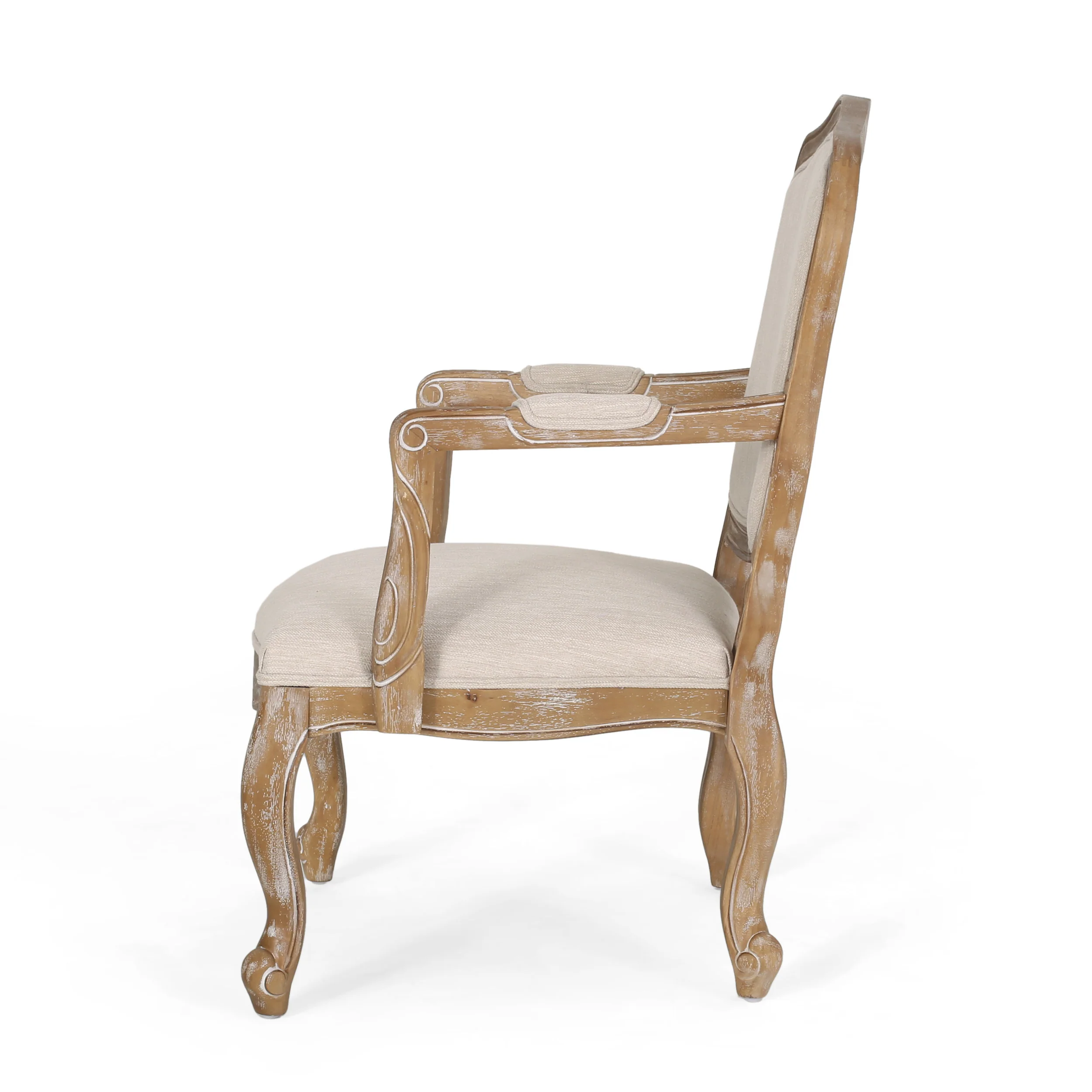 Stene French Country Wood Upholstered Dining Armchair - furnishings