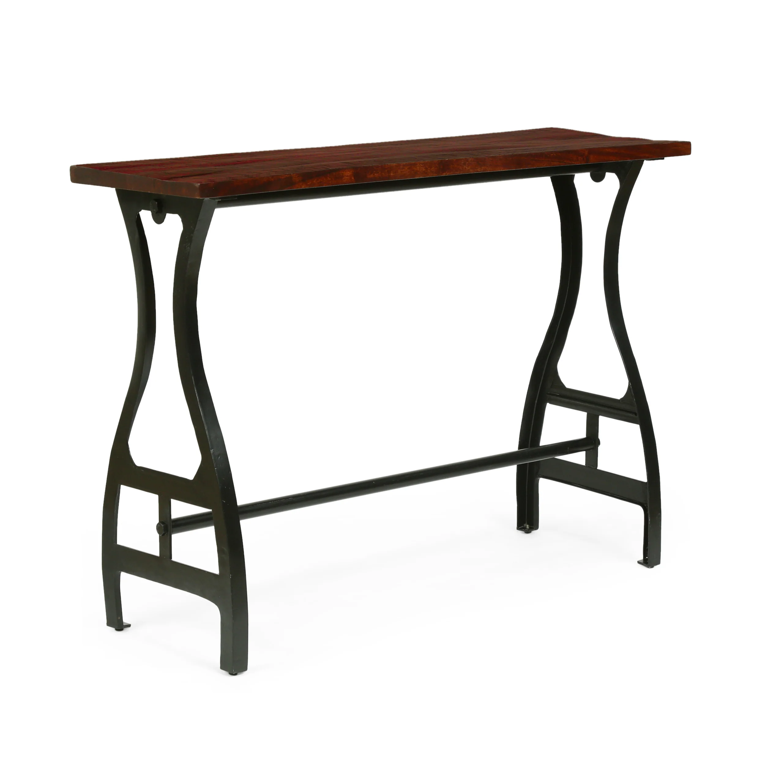 Jolson Modern Industrial Handmade Acacia Wood Console Table, Dark Brown and Black - furnishings