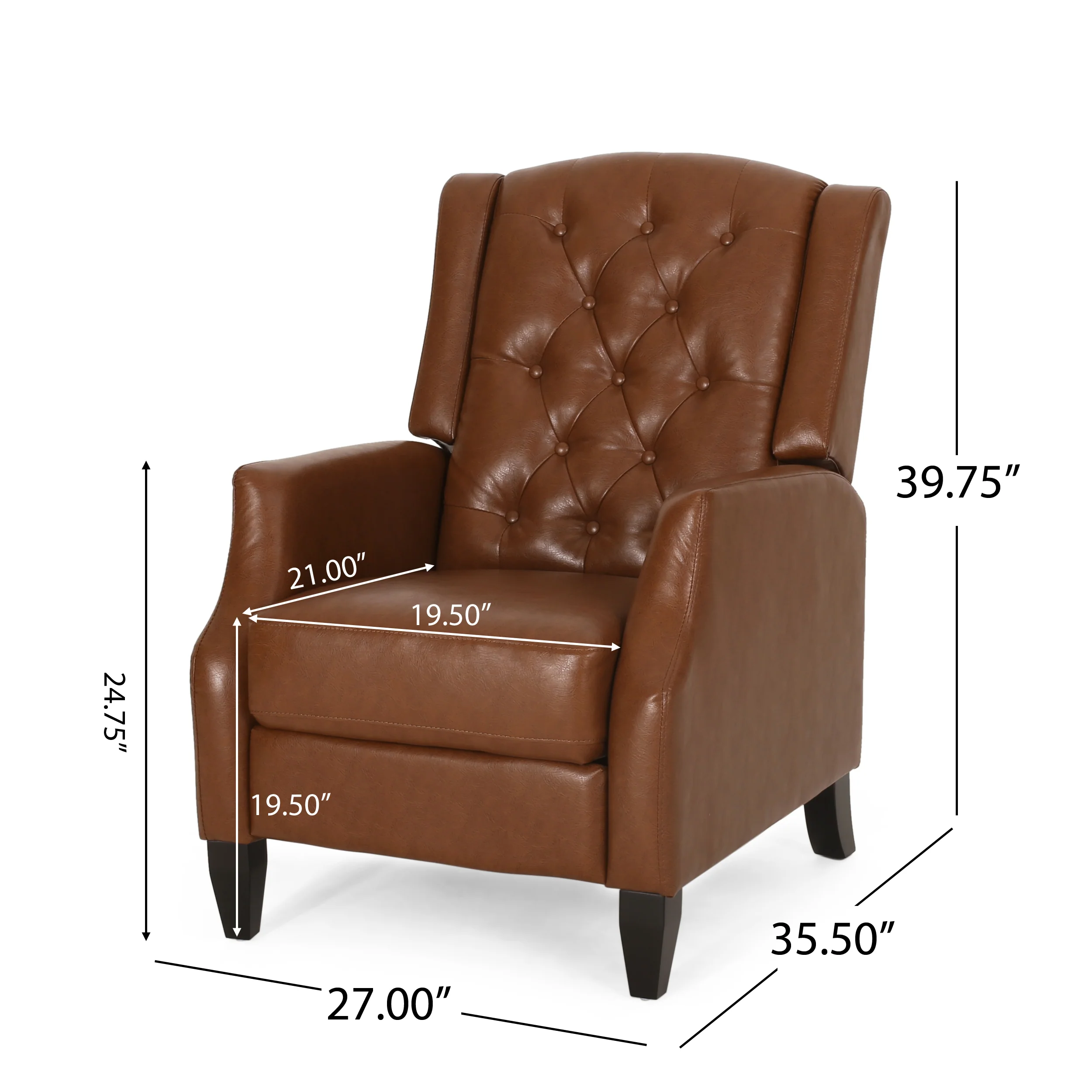 Loubar Contemporary Faux Leather Tufted Pushback Recliners, Set of 2 - furnishings