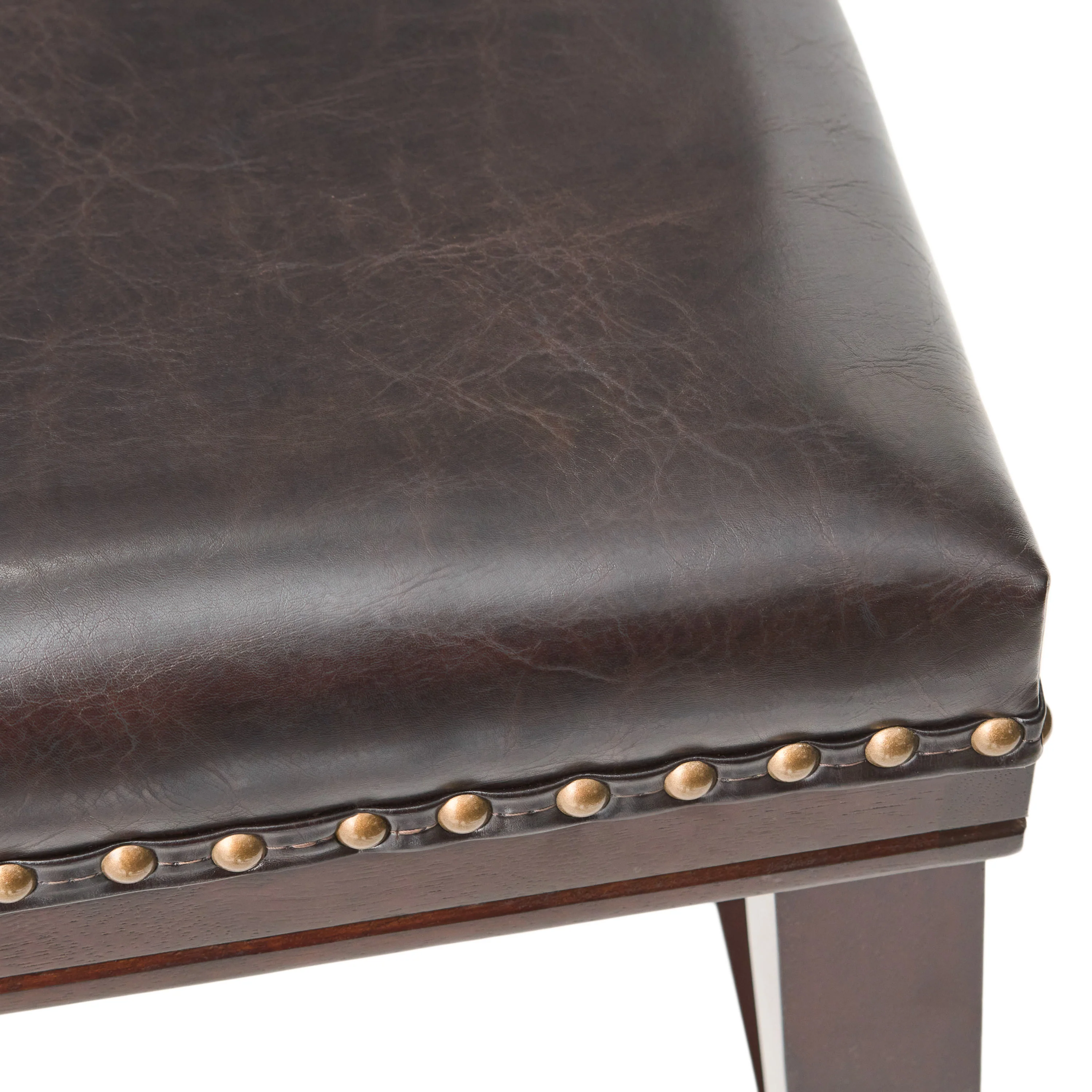 Estes Studded 30 Inch Brown Leather Saddle Barstool, Set of 2 - furnishings