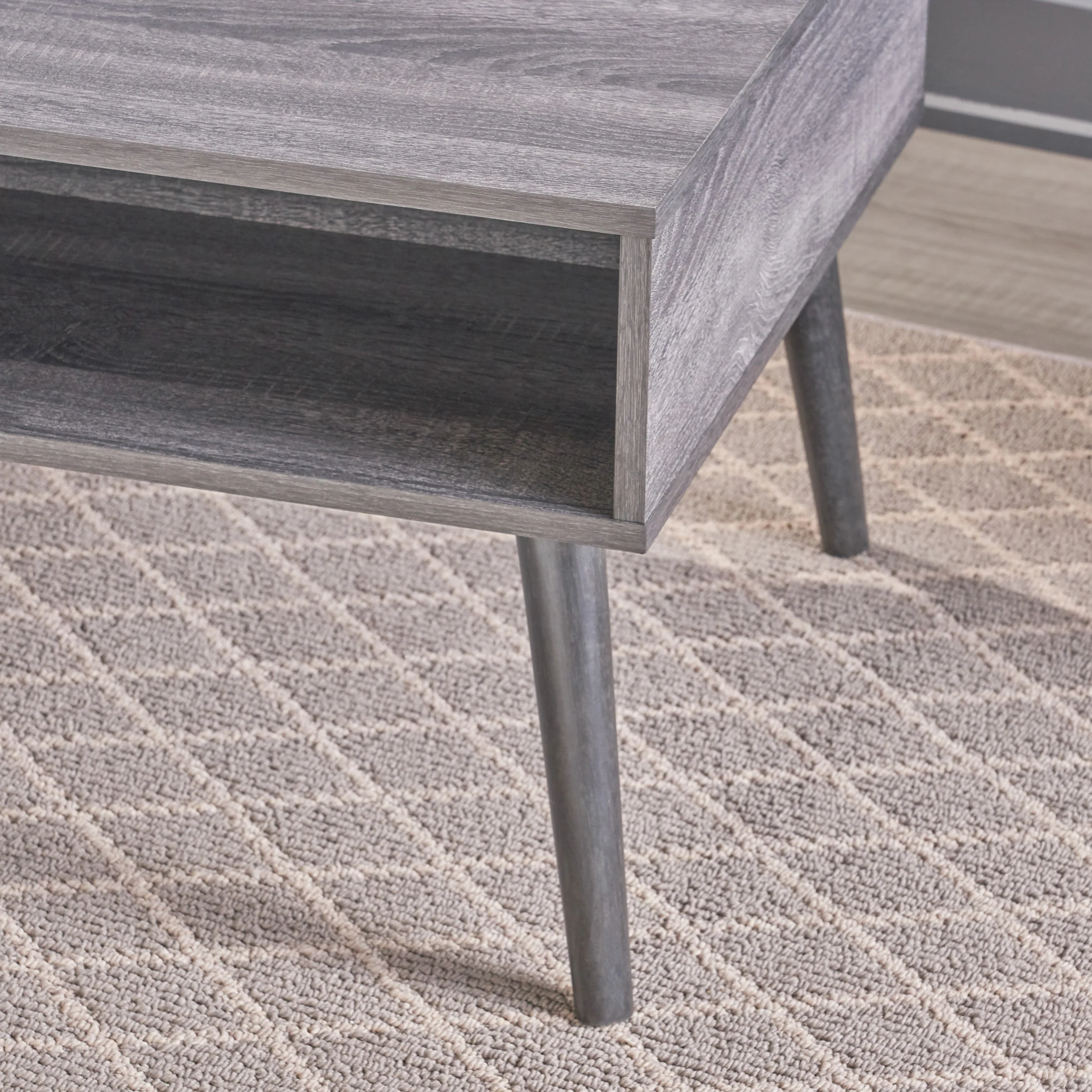Savone Mid Century Modern Faux Wood Overlay Coffee Table - furnishings