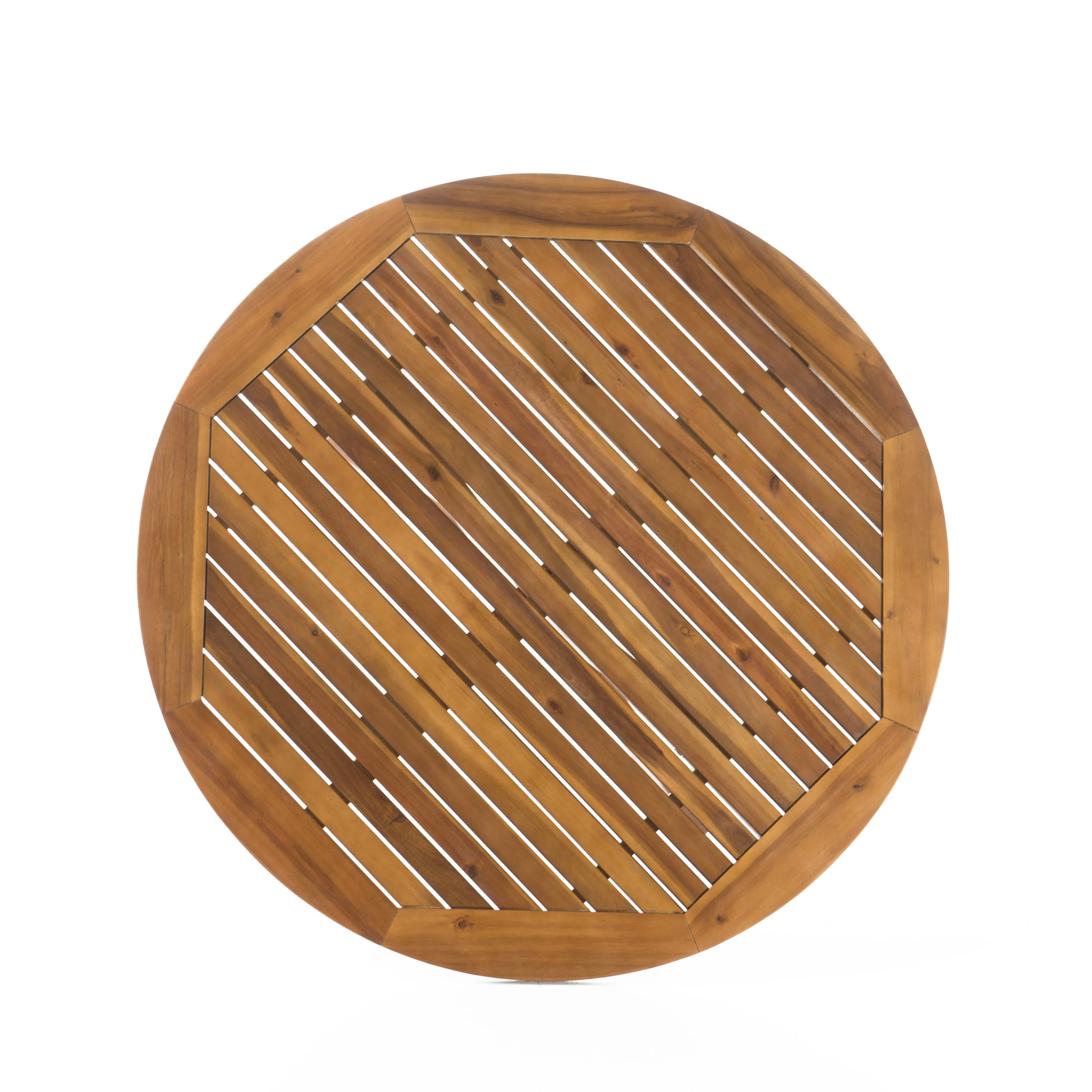 Pirav Outdoor 5 Piece Multibrown Wicker Dining Set with Teak Finish Circular Acacia Wood Dining Table - furnishings
