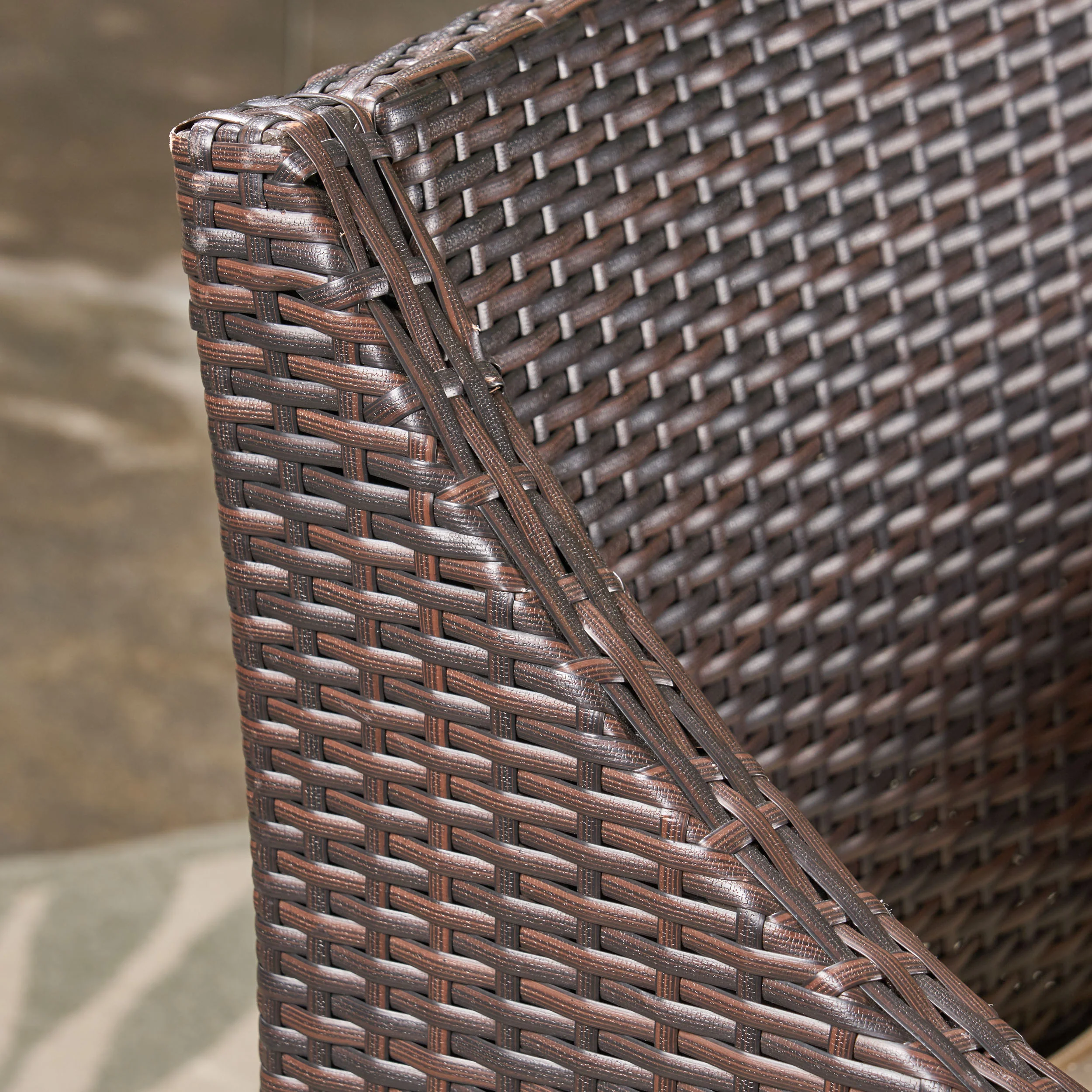 Kane Outdoor 6 Piece Dining Set with Wicker Chairs and Bench, Sandblast Teak and Multi Brown and Beige - furnishings