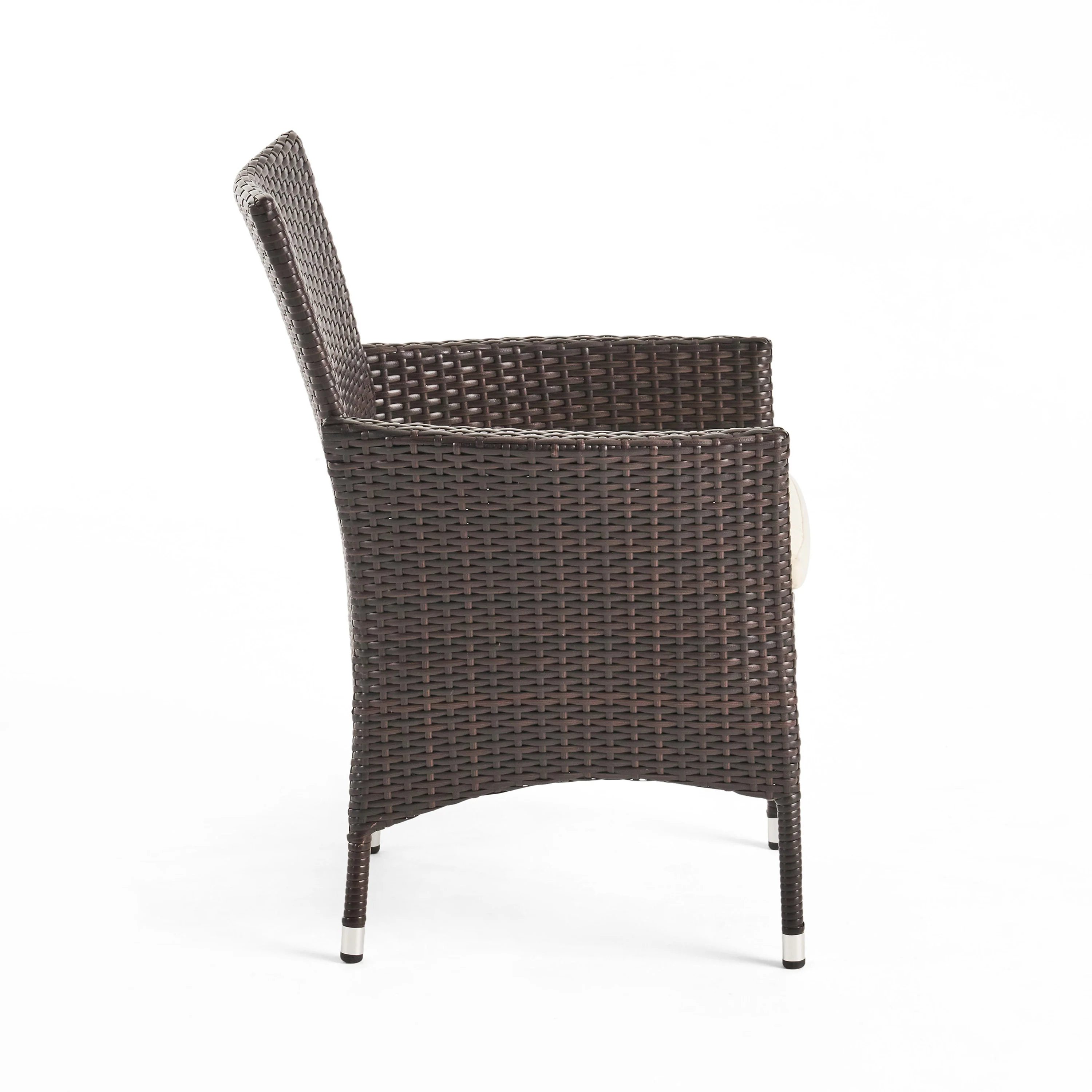 Knox Outdoor 5 Piece Wood and Wicker Dining Set, Teak and Multi Brown - furnishings
