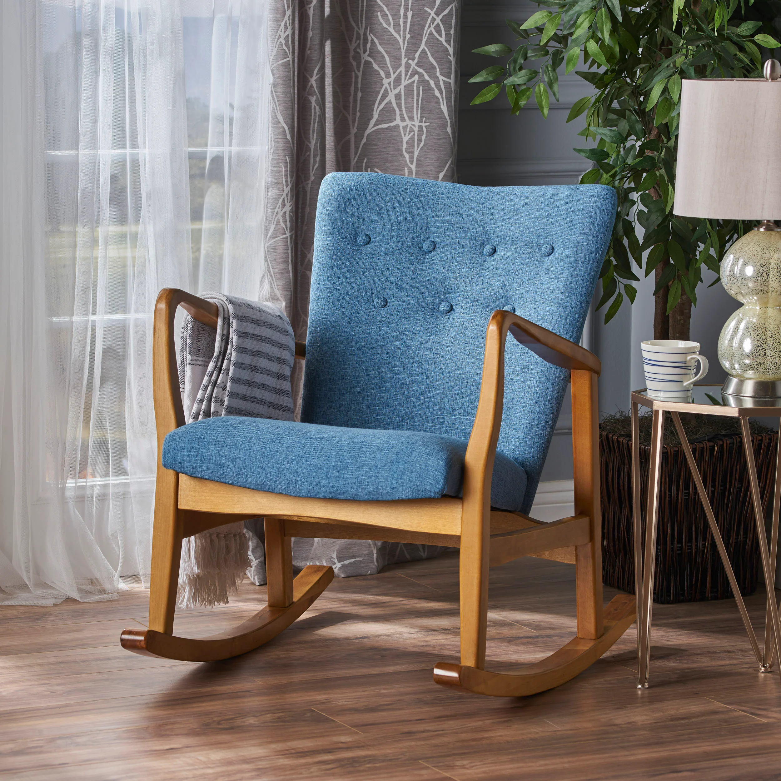 Collin Mid Century Fabric Rocking Chair - furnishings