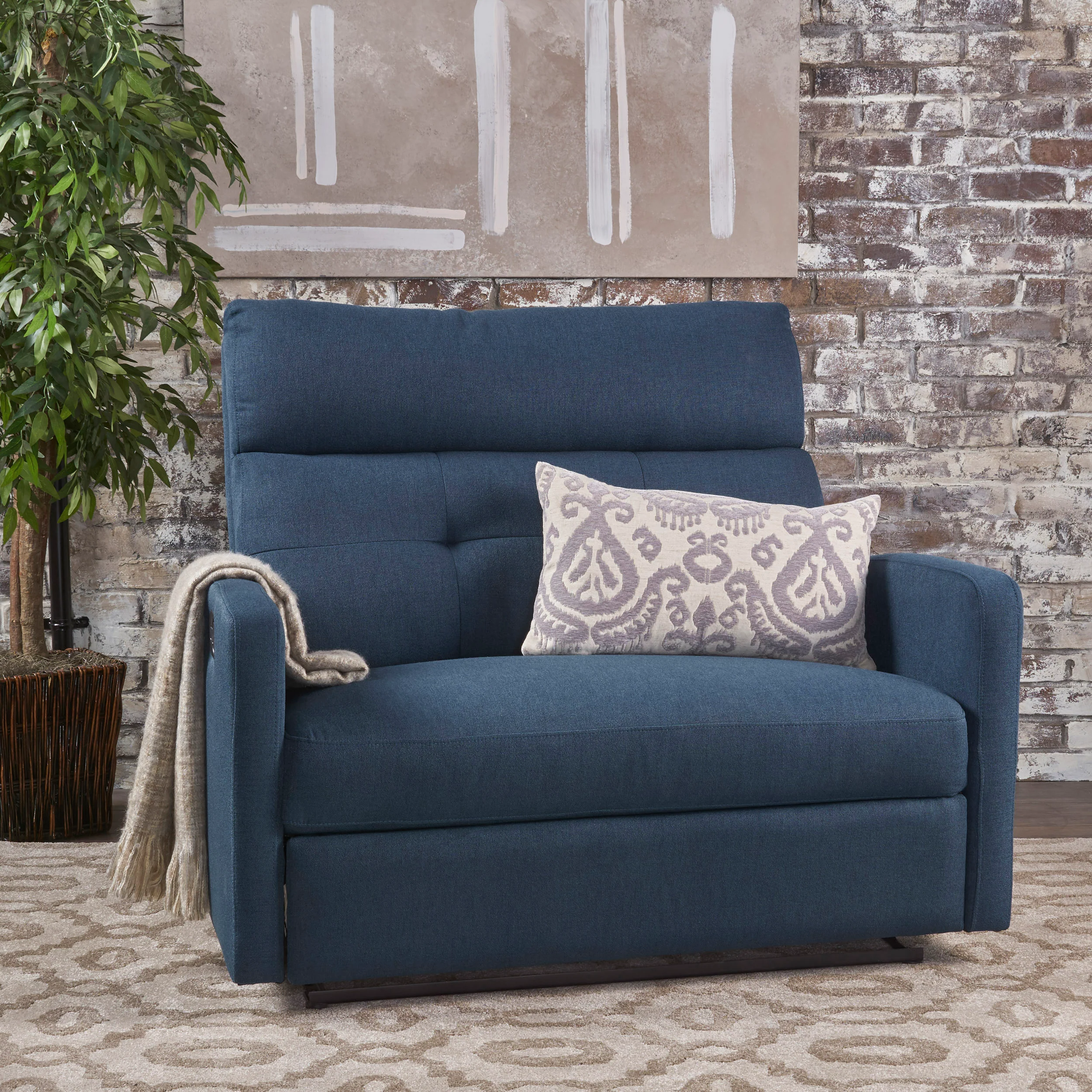 Hana Plush Cushion Tufted Back Microfiber Loveseat Recliner - furnishings