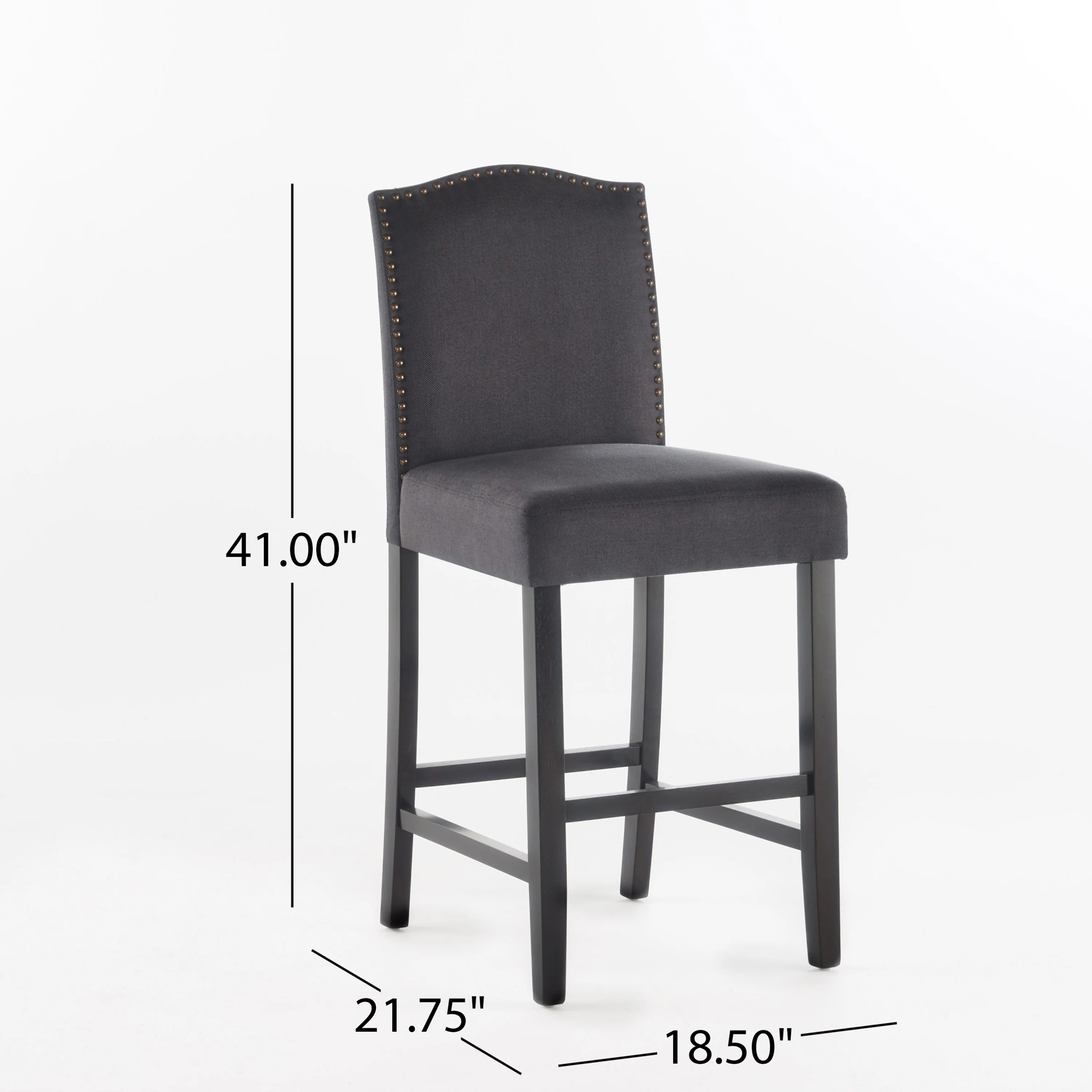 Kainu Dark Charoal Fabric Counter Stools, Set of 2 - furnishings