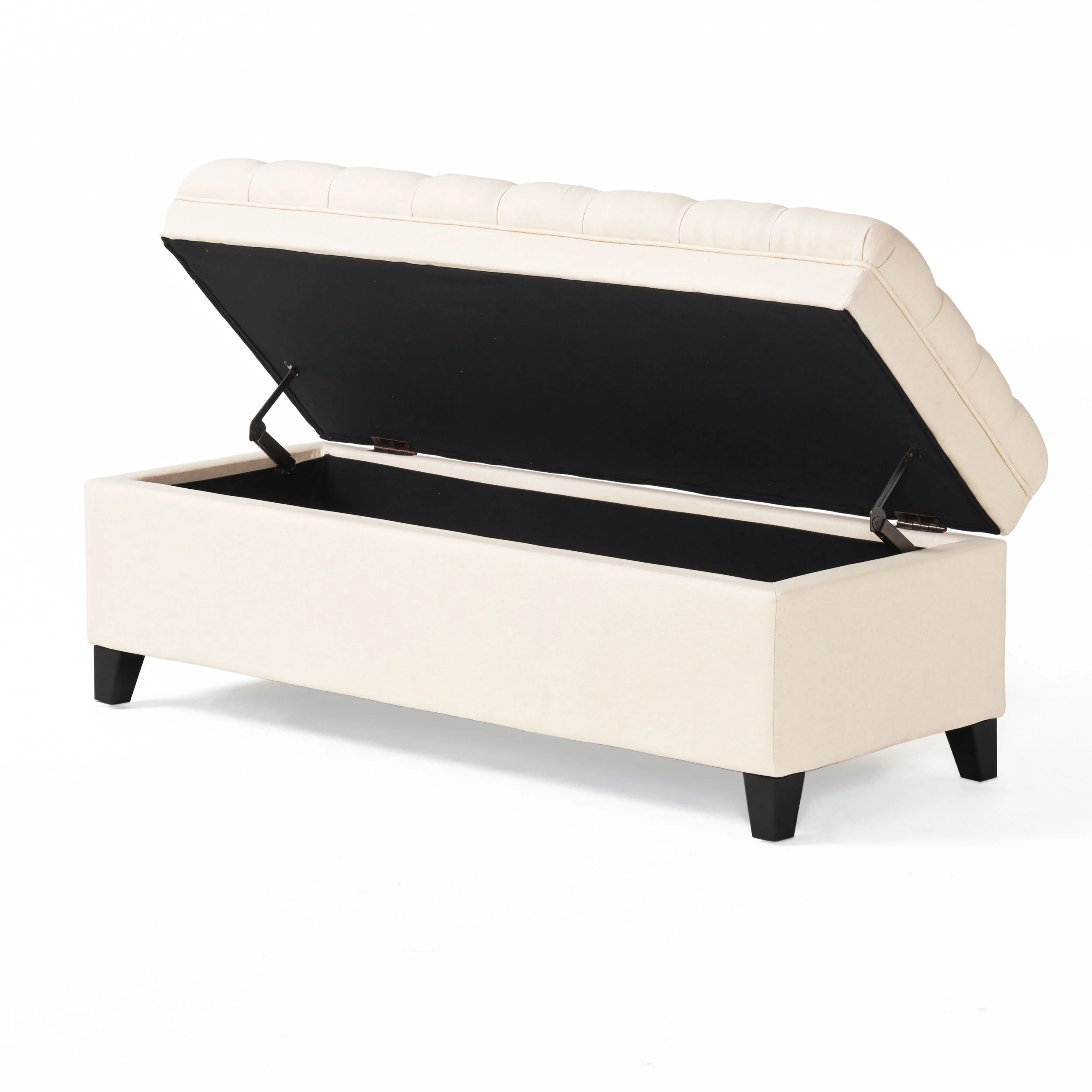 Sheffield French Style Beige Fabric Tufted Storage Ottoman Bench - furnishings
