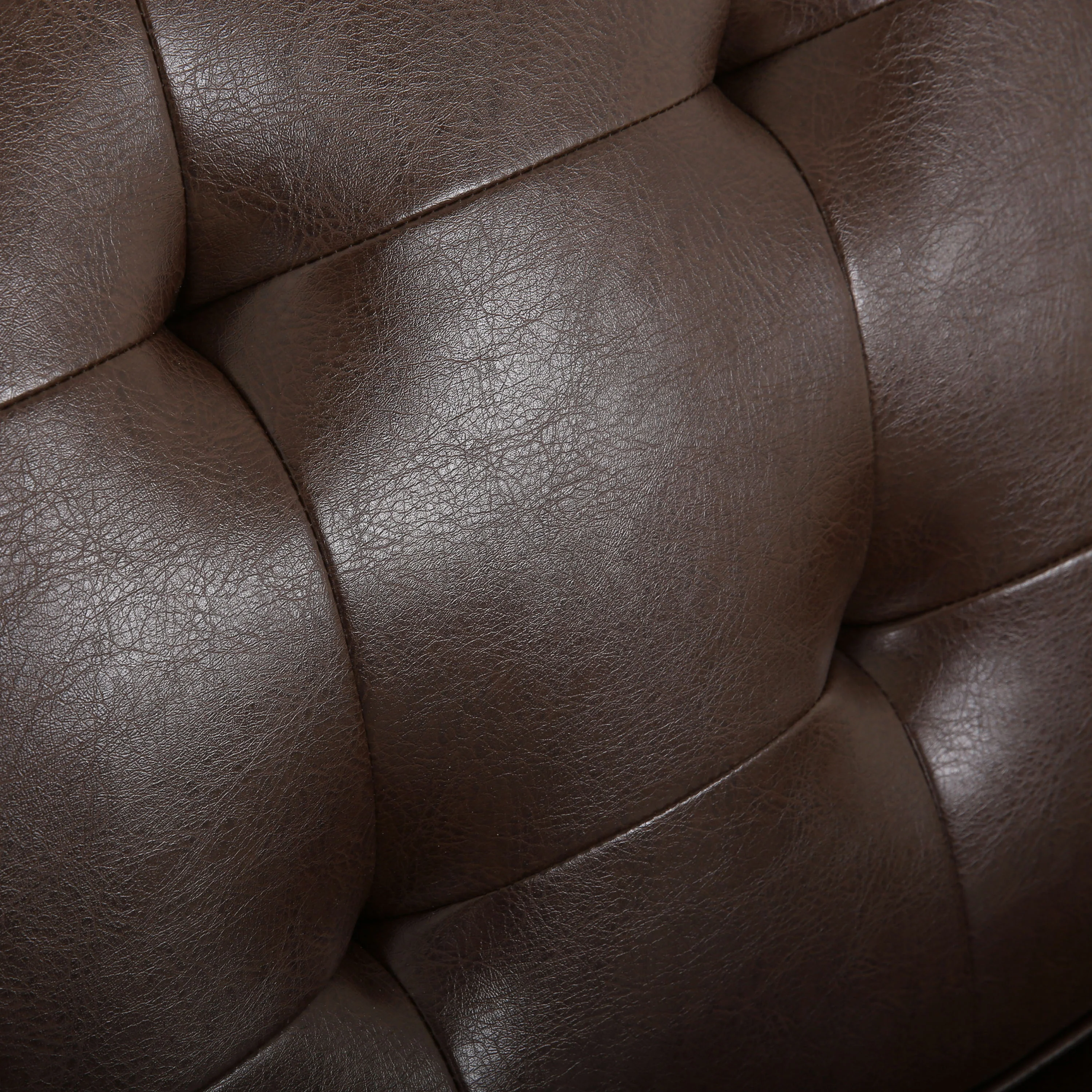 Goliath Contemporary Faux Leather Tufted 5 Seater Sectional Sofa Set - furnishings