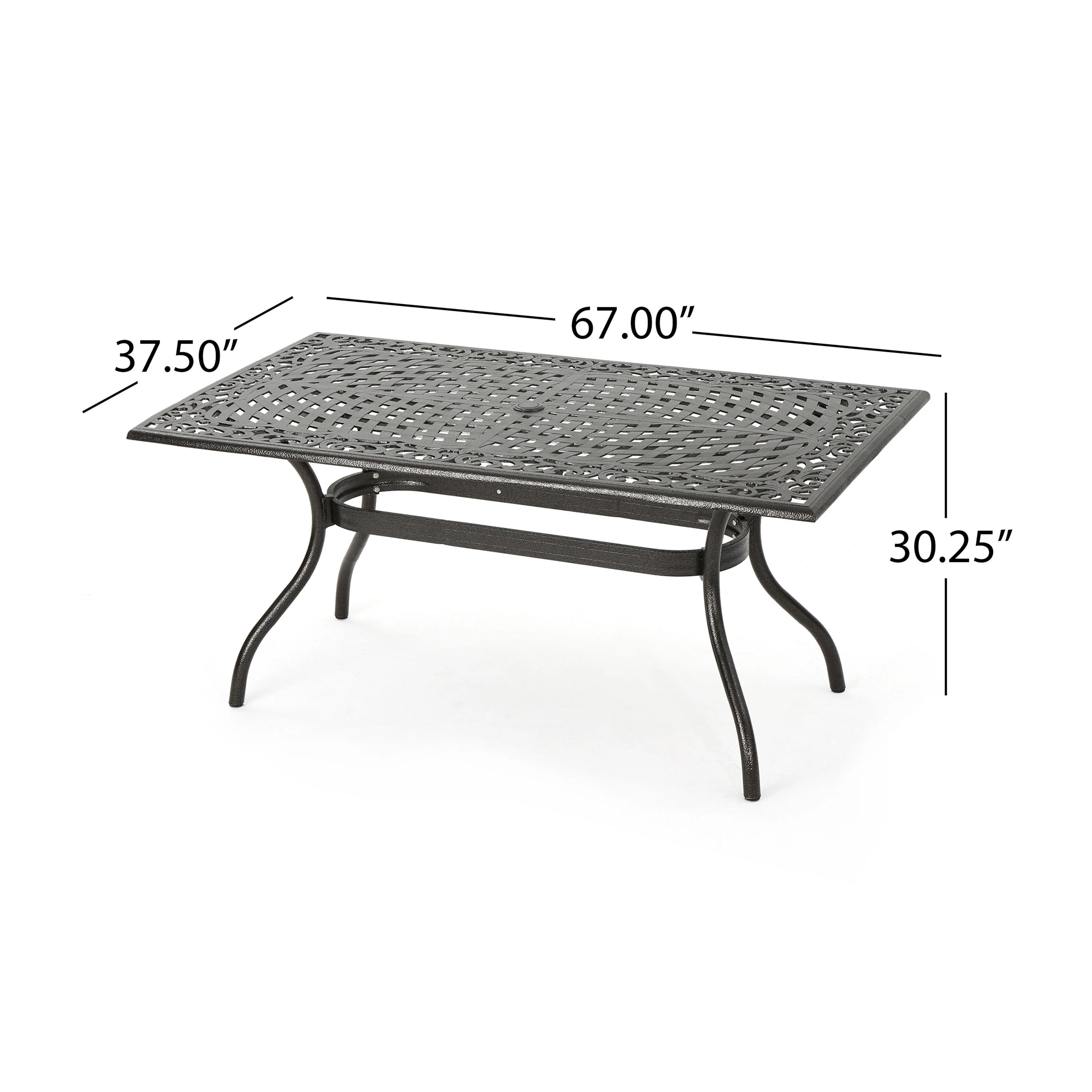Odena Outdoor 7-piece Cast Aluminum Rectangle Bronze Dining Set - furnishings