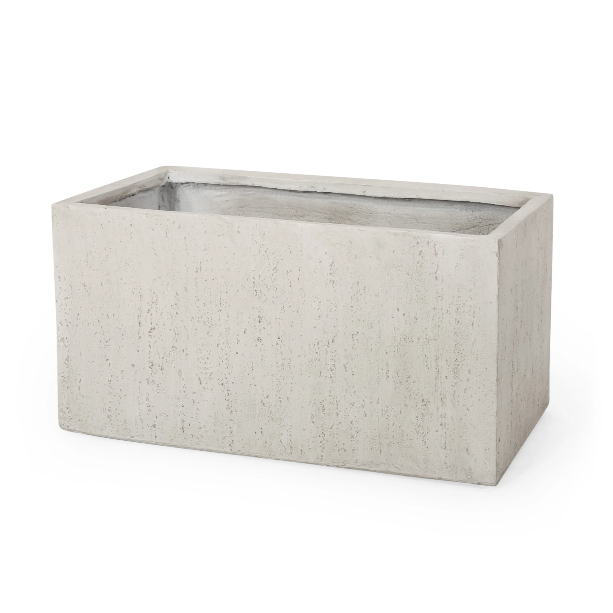 Fardeen Outdoor Modern Cast Stone Rectangular Planter - furnishings