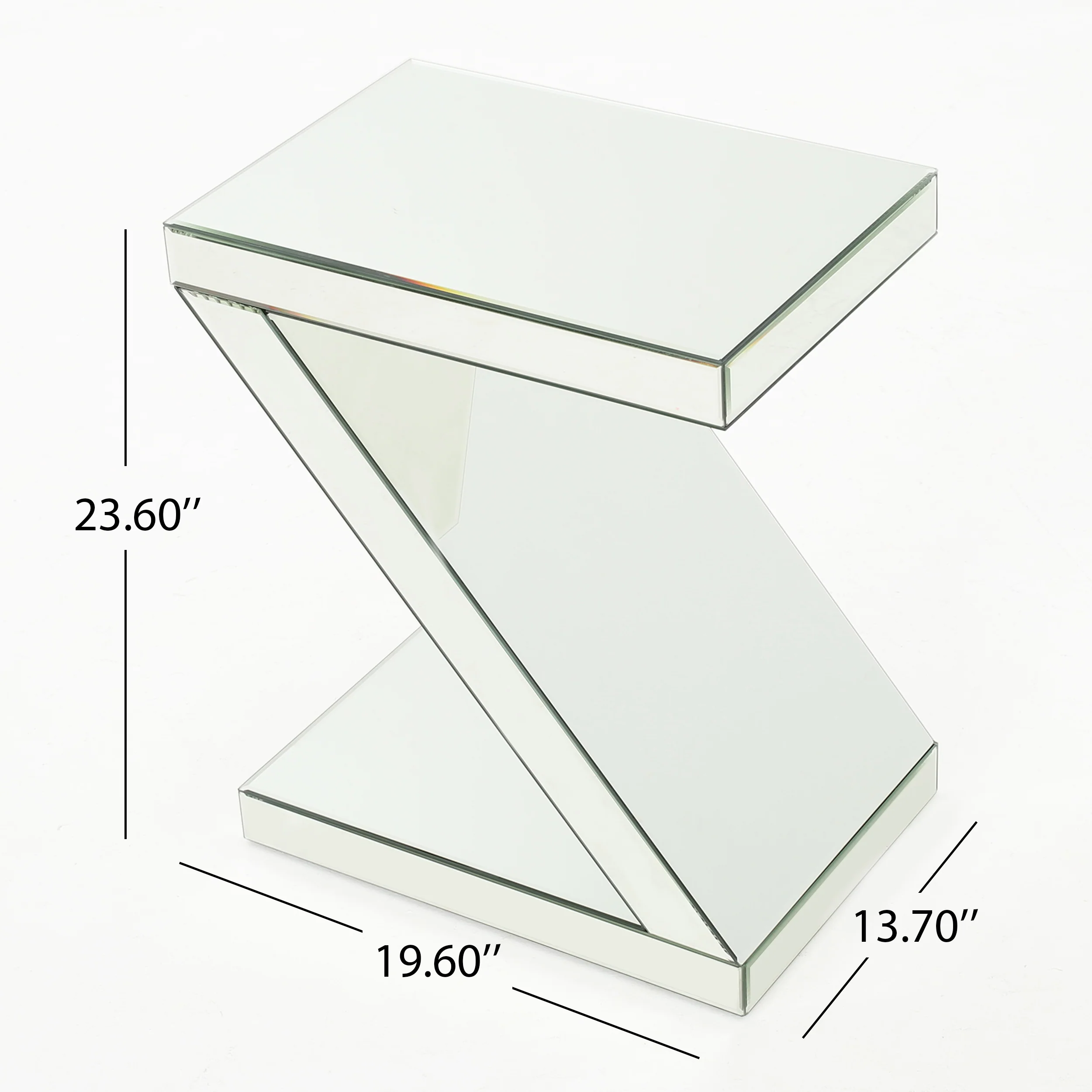 Adu Mirrored Z Shaped Side Table - furnishings