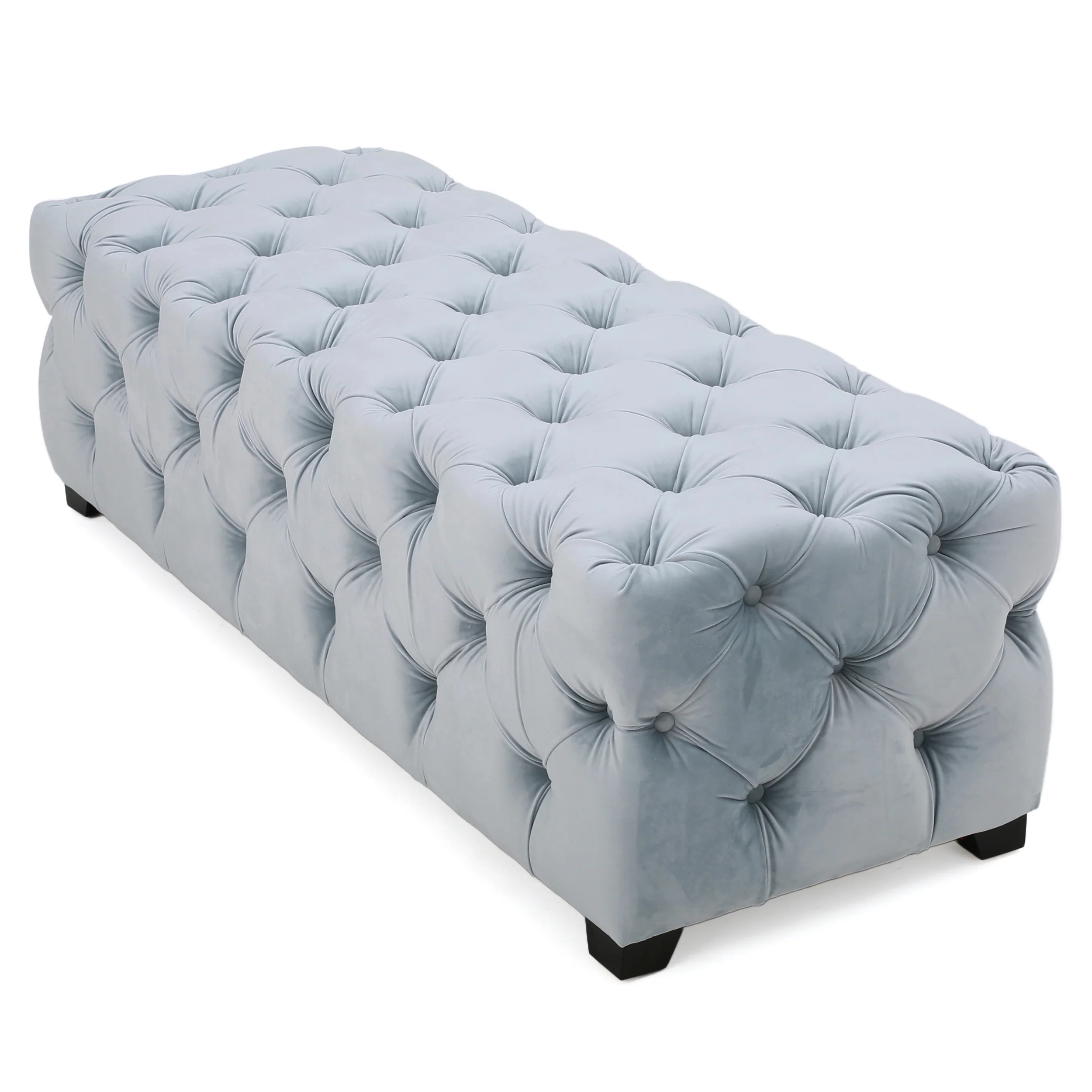 Provence Modern Glam Tufted Velvet Ottoman Bench - furnishings