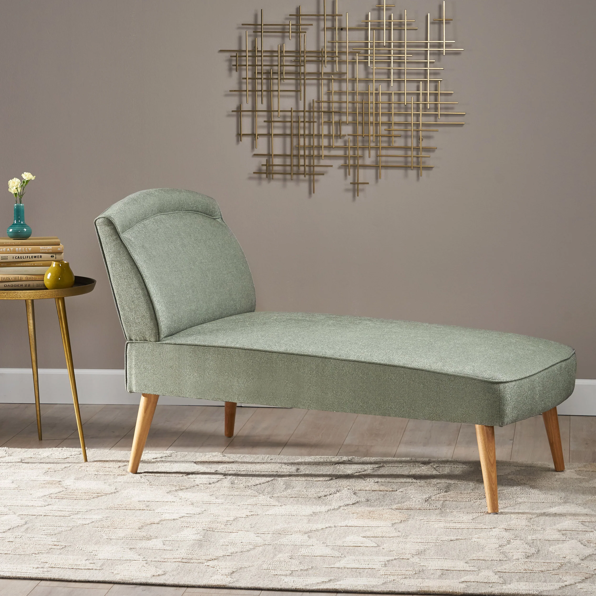 Jolie Mid Century Modern Fabric Chaise Lounge - furnishings