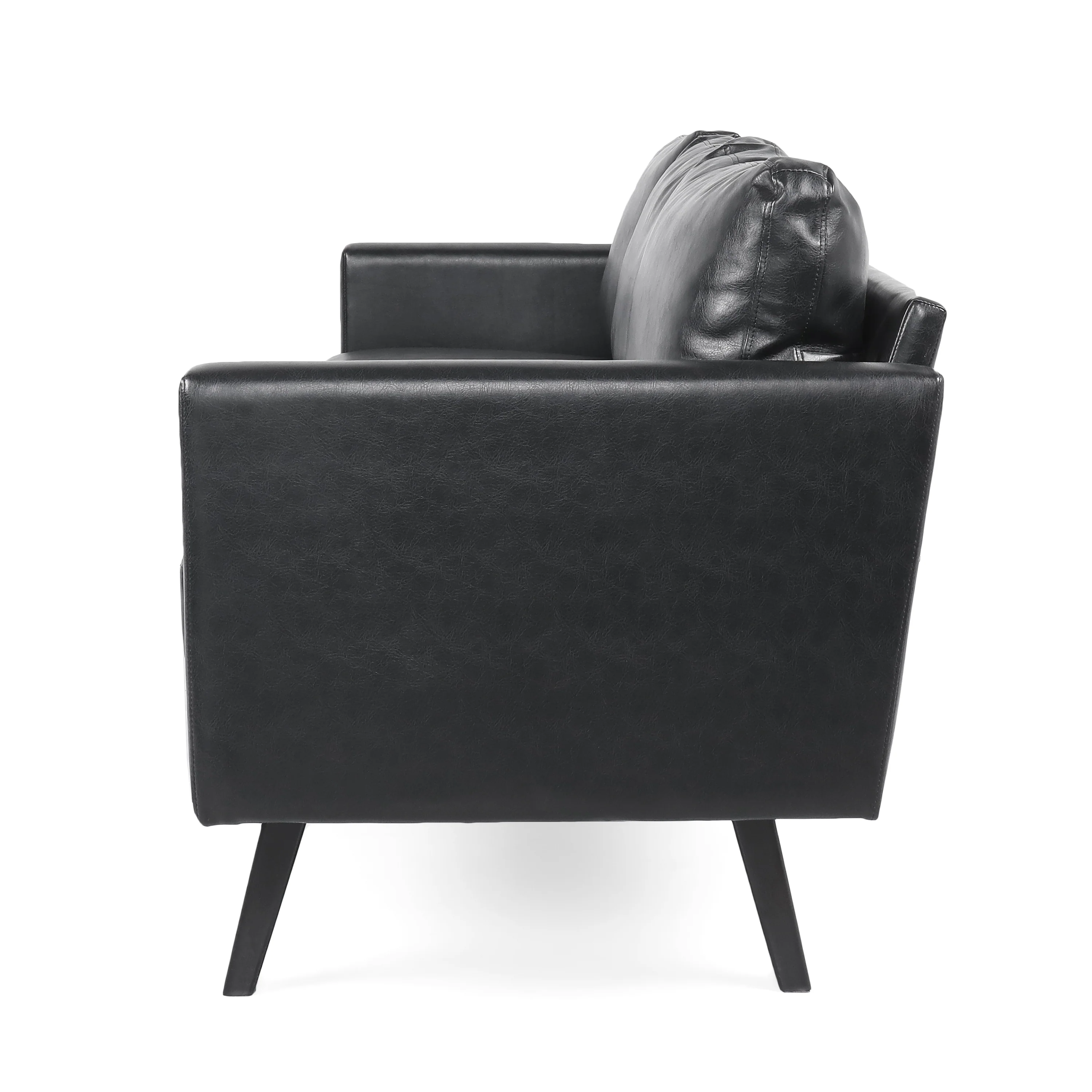 Dowd Mid Century Modern Faux Leather 3 Seater Sofa - furnishings