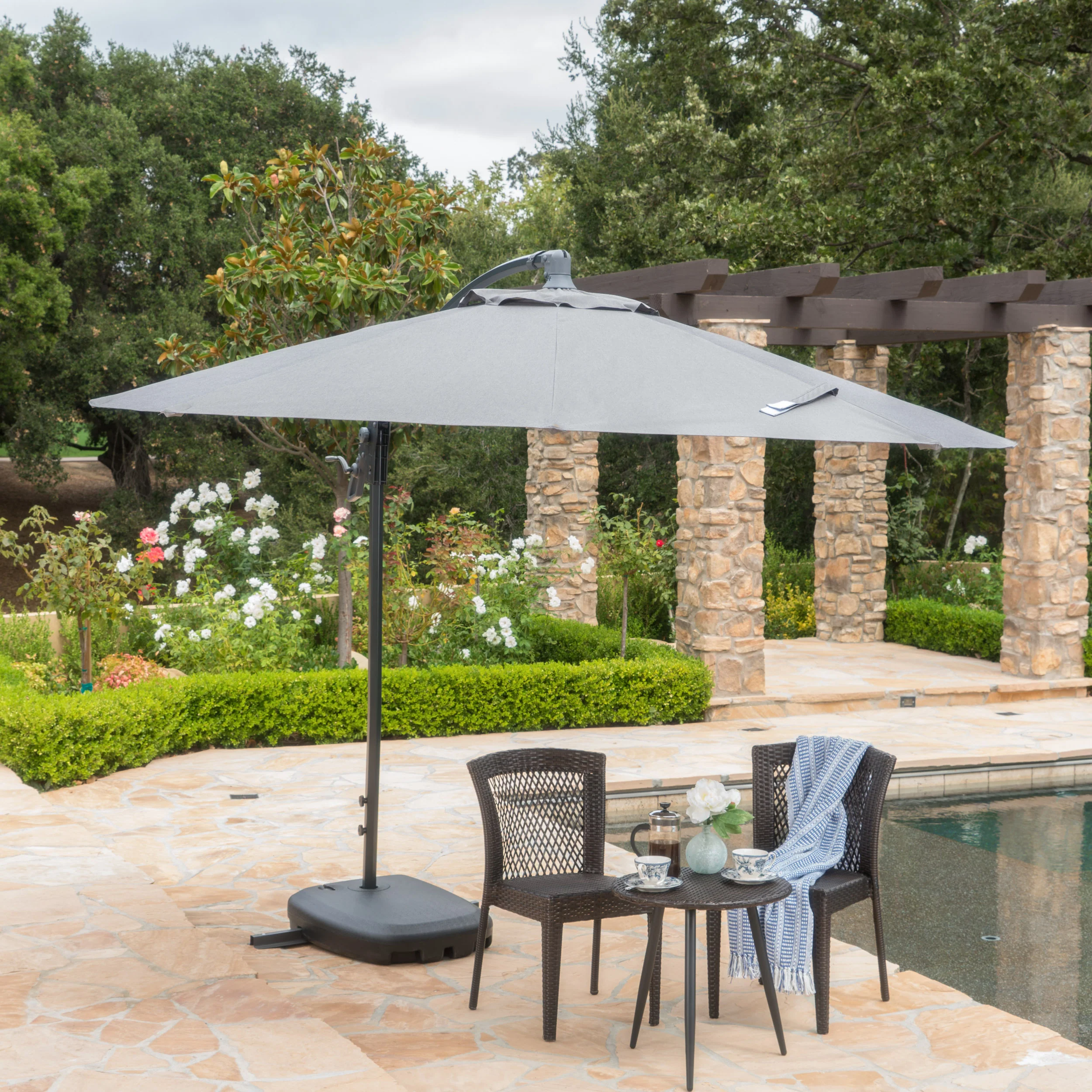 Sahara Outdoor Water Resistant Canopy w/ Plastic Base Aluminum Pole - furnishings