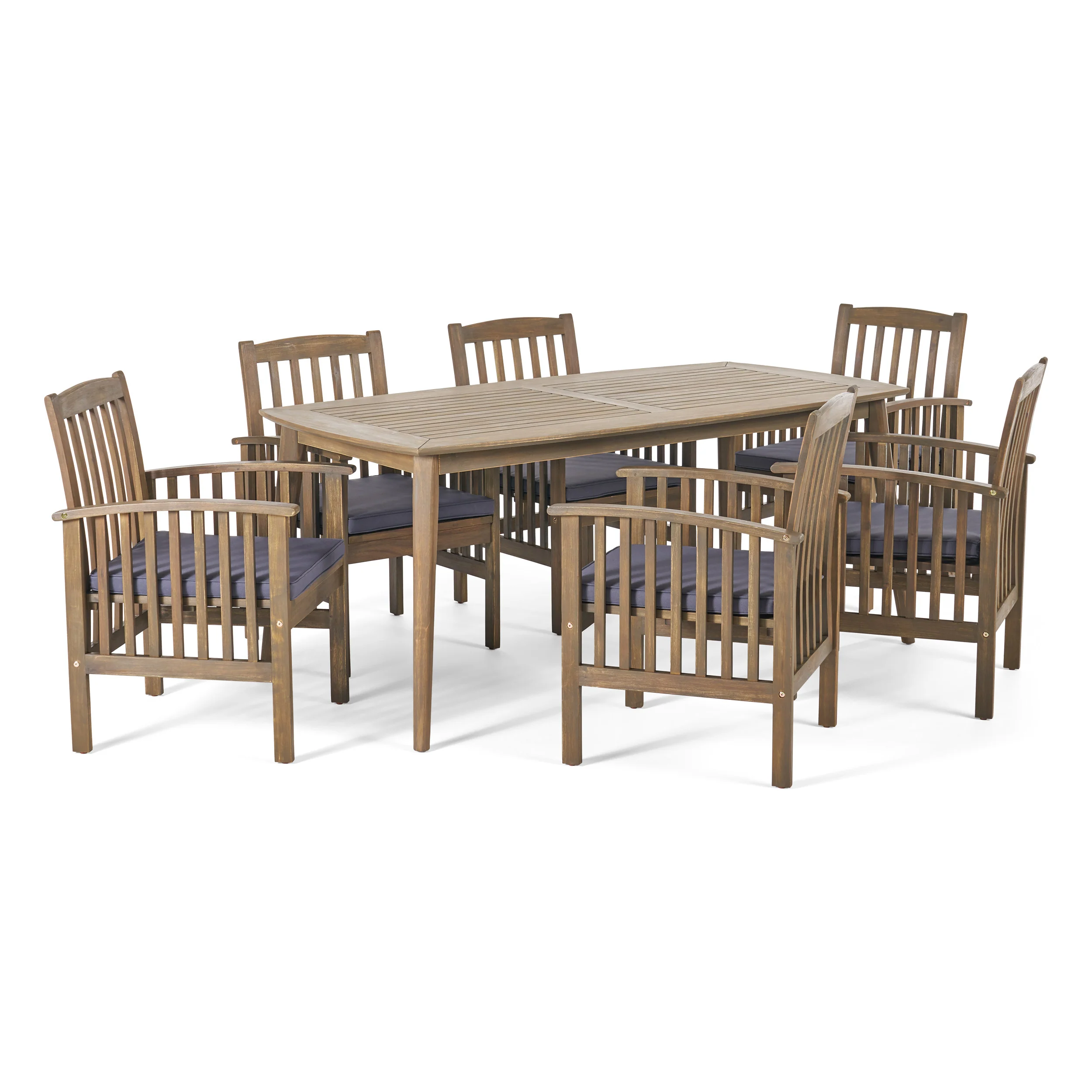 Phoenix Outdoor Acacia 6-Seater Dining Set with Cushions and 71