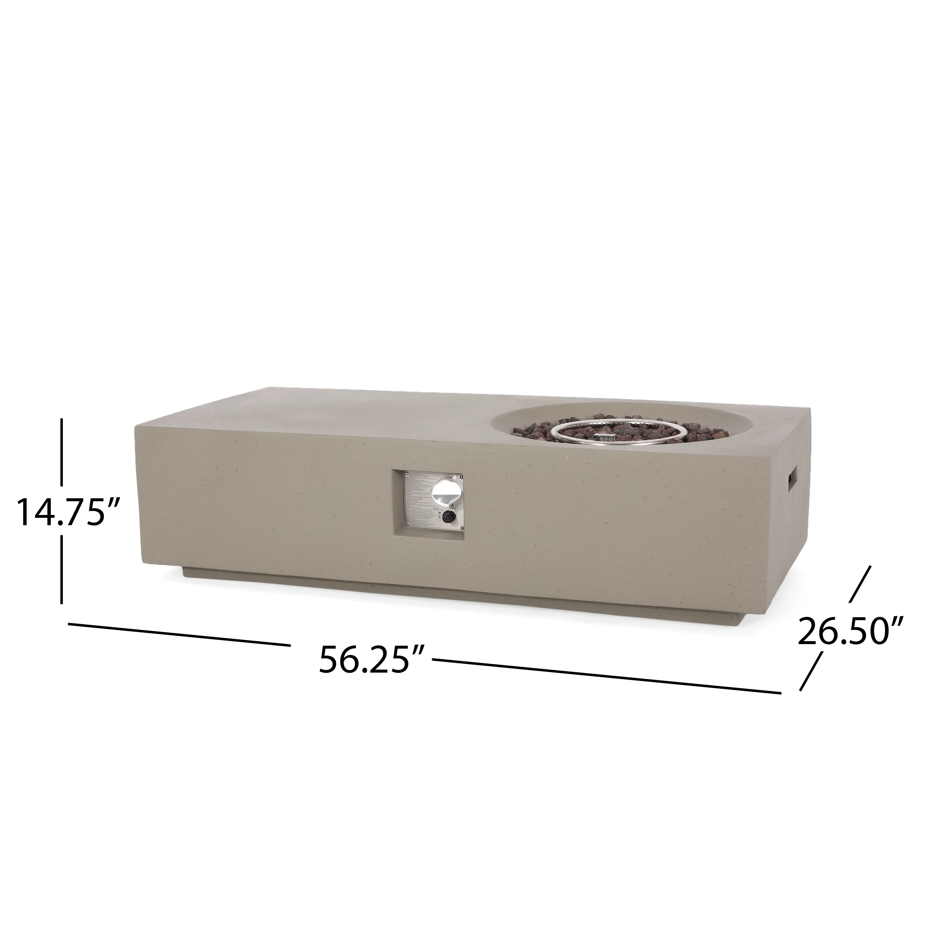 Fernhill Outdoor 50,000 BTU Lightweight Concrete Rectangular Fire Pit Table (No Tank Holder), Light Gray - furnishings