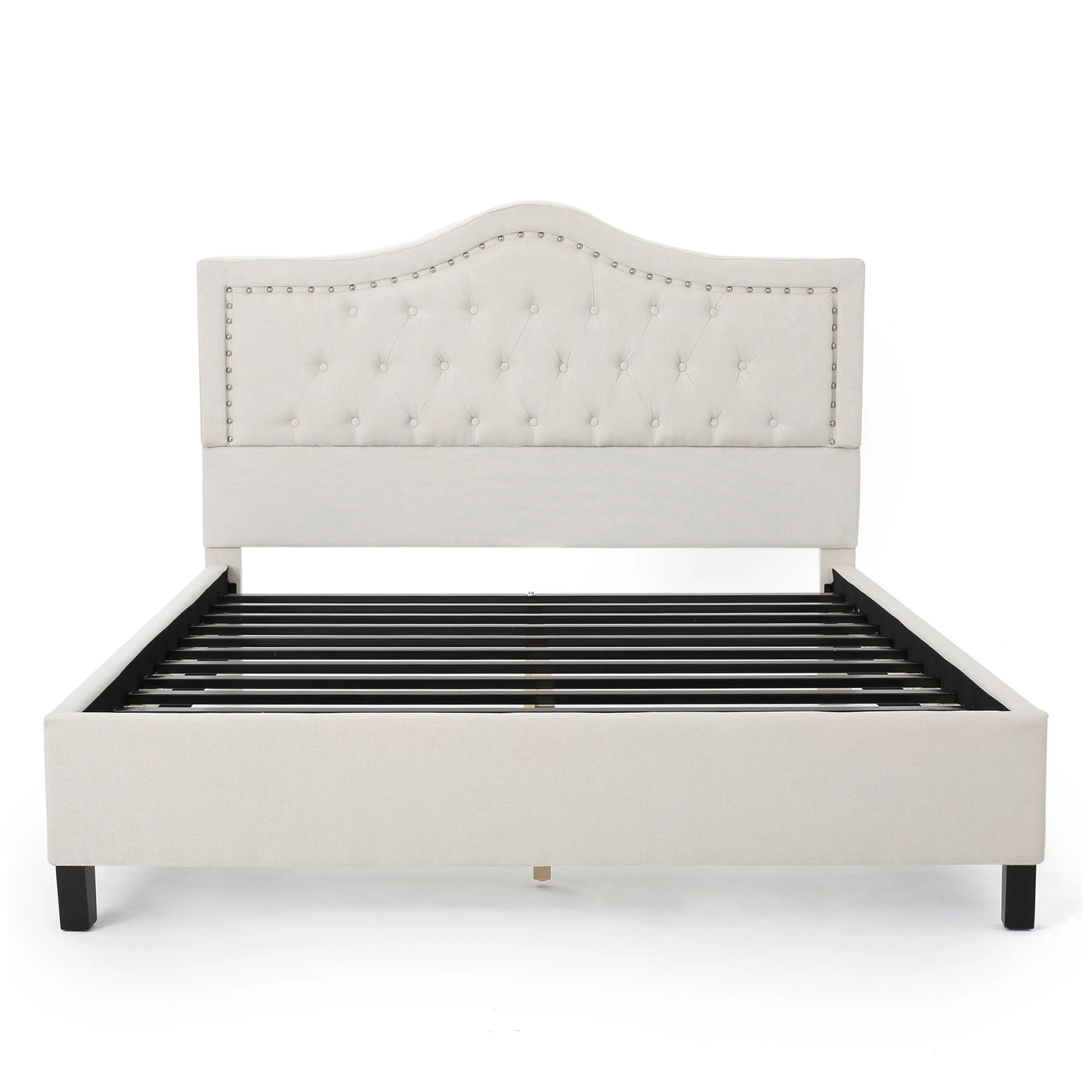 Dante Contemporary Upholstered Queen Bed Set with Nailhead Trim - furnishings