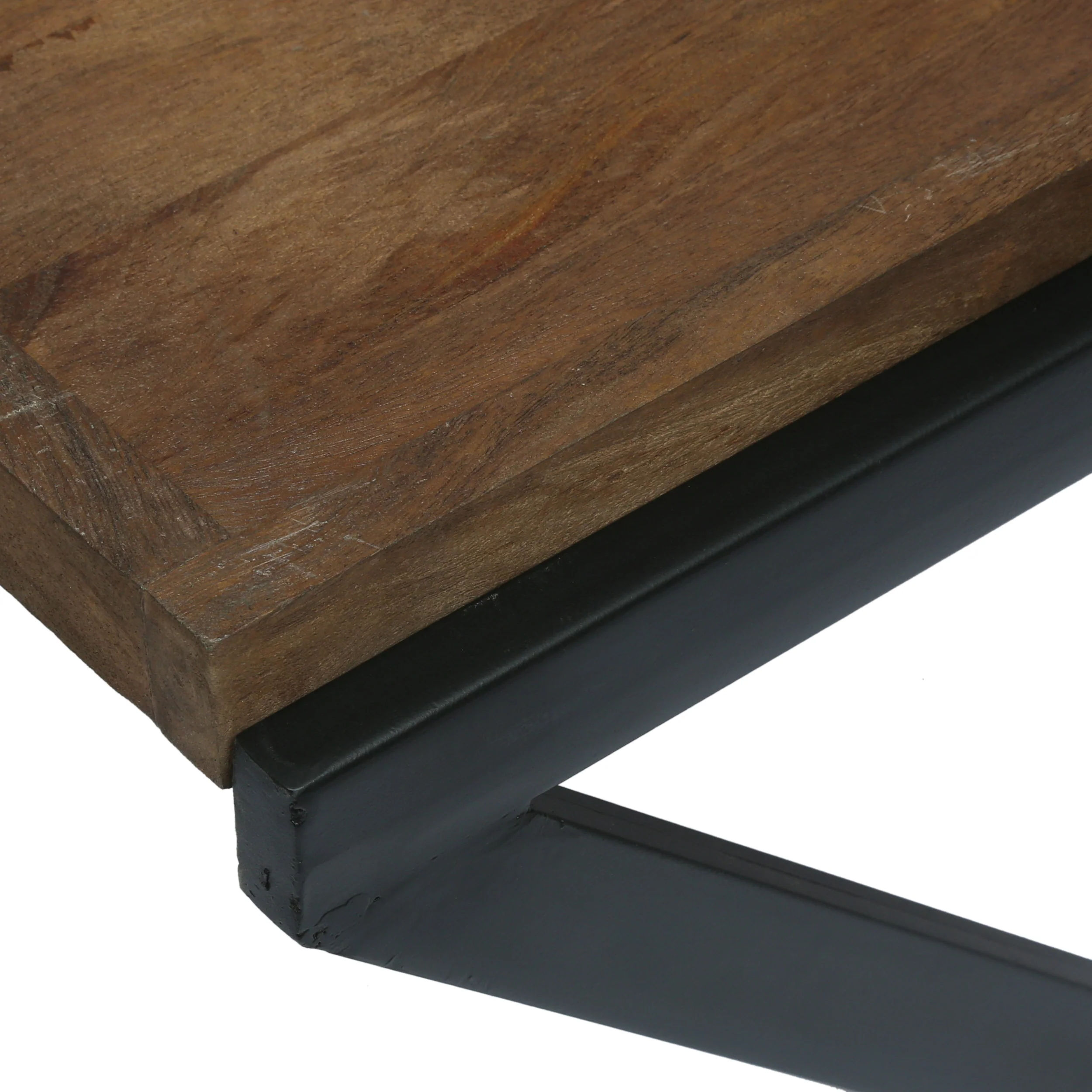 Nashua Modern Industrial Handcrafted Mango Wood Coffee Table, Dark Brown and Black - furnishings
