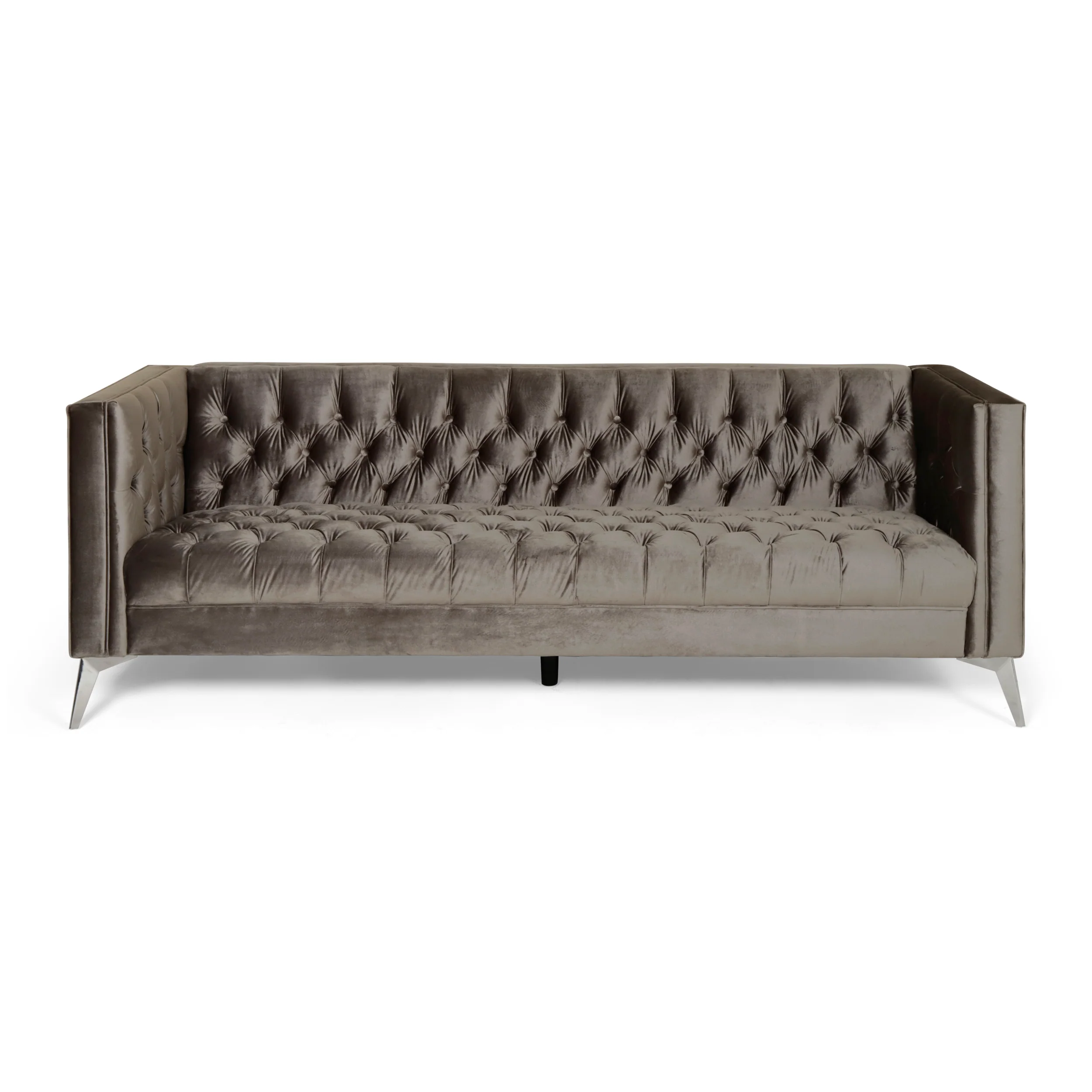 Harnoor Contemporary Tufted Velvet 3 Seater Sofa - furnishings