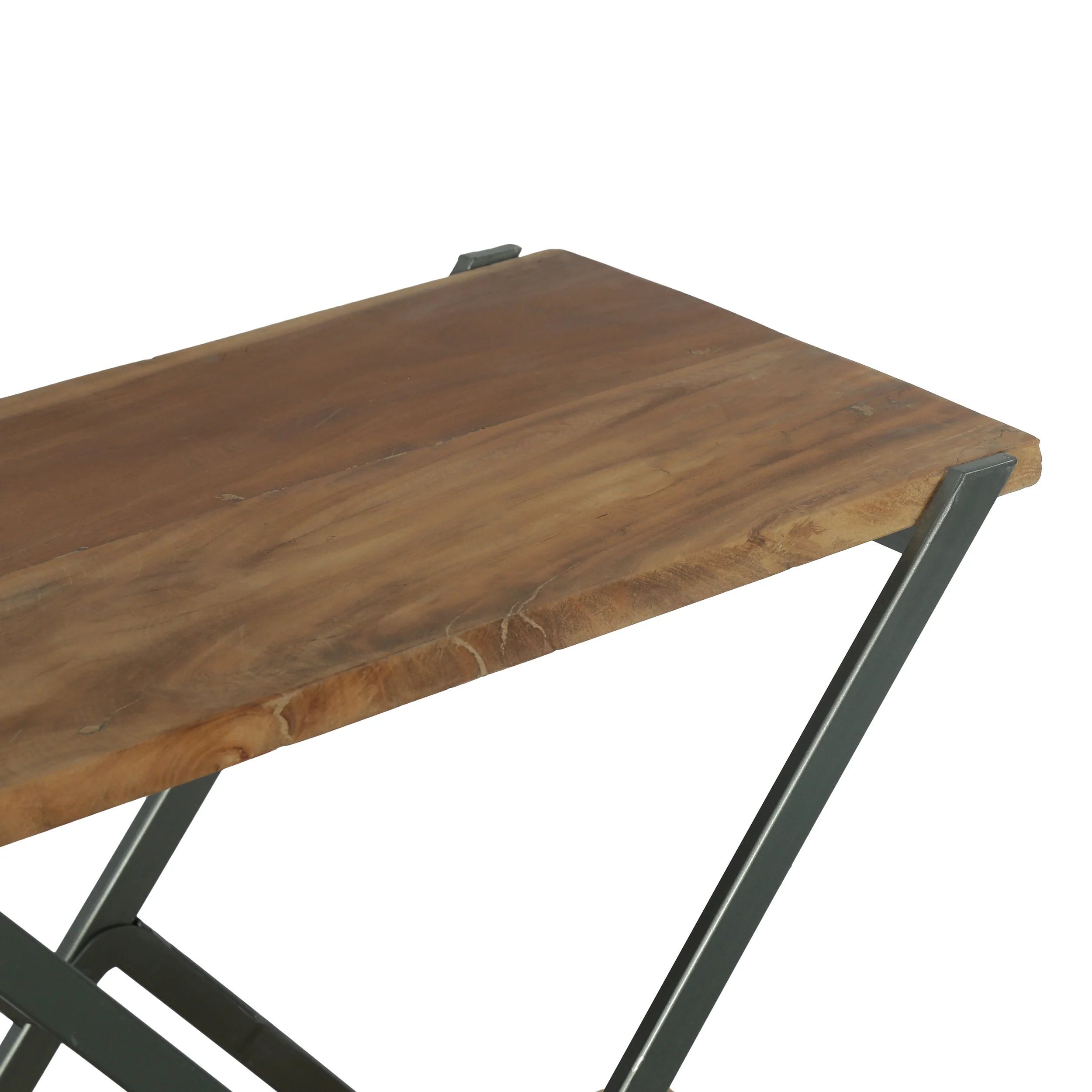 Catalopa Modern Industrial Handcrafted Wood Side Table, Light Walnut and Gray - furnishings