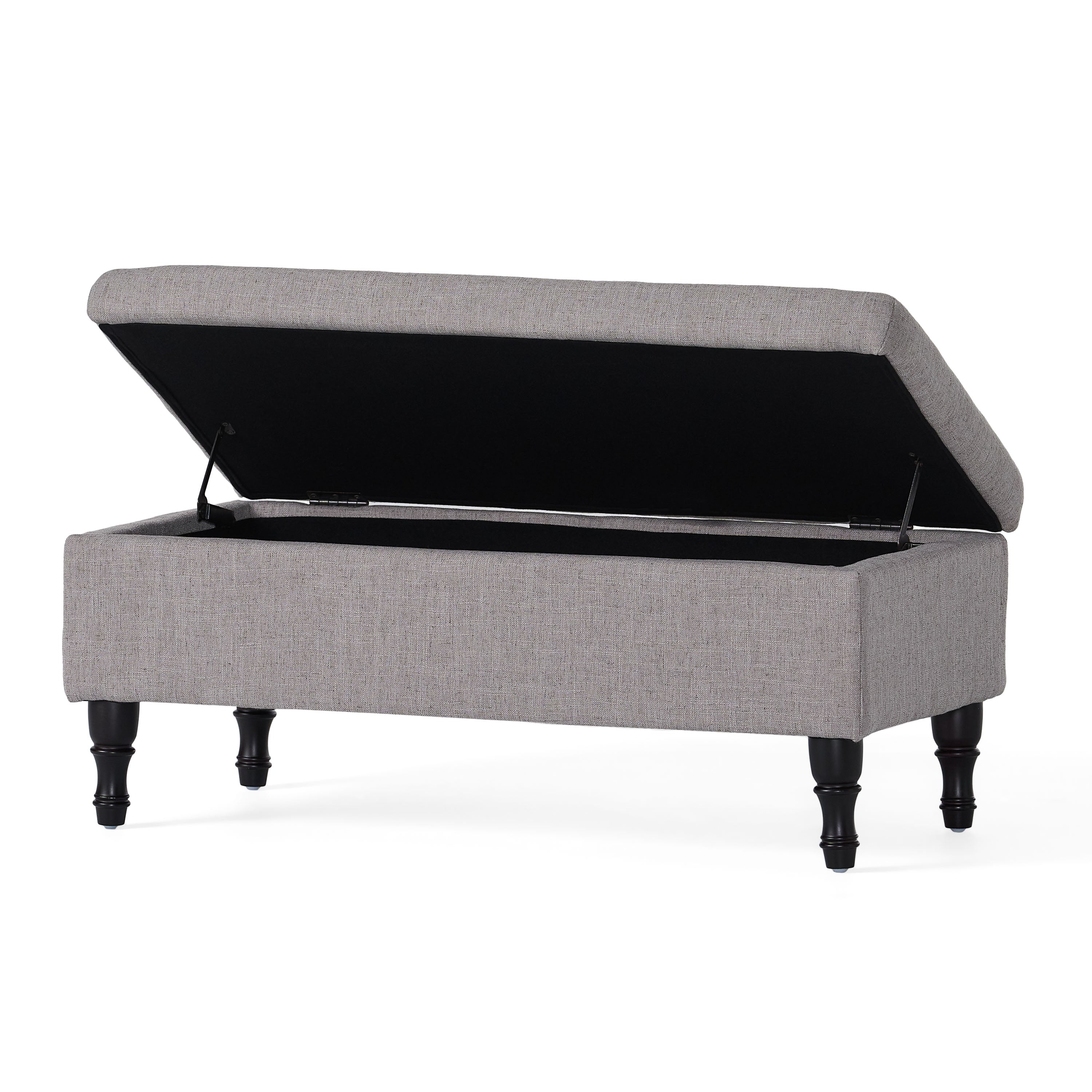 Logan Grey Fabric Storage Ottoman Bench - furnishings