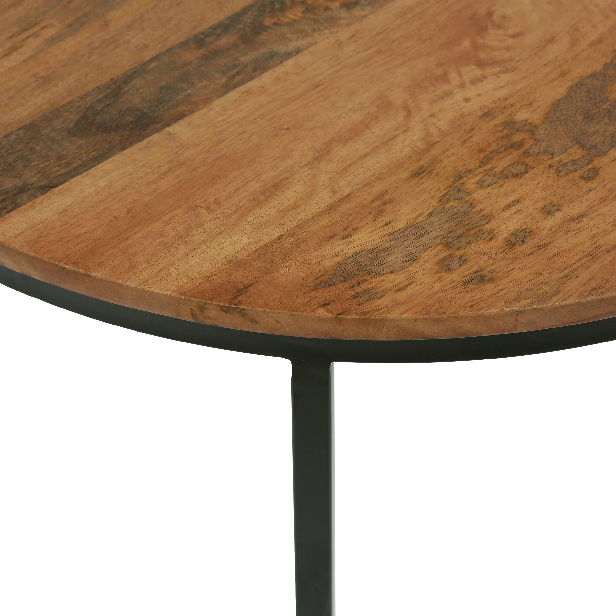 Tignall Modern Industrial Handcrafted Mango Wood Nested Tables (Set of 3), Honey Brown and Black - furnishings