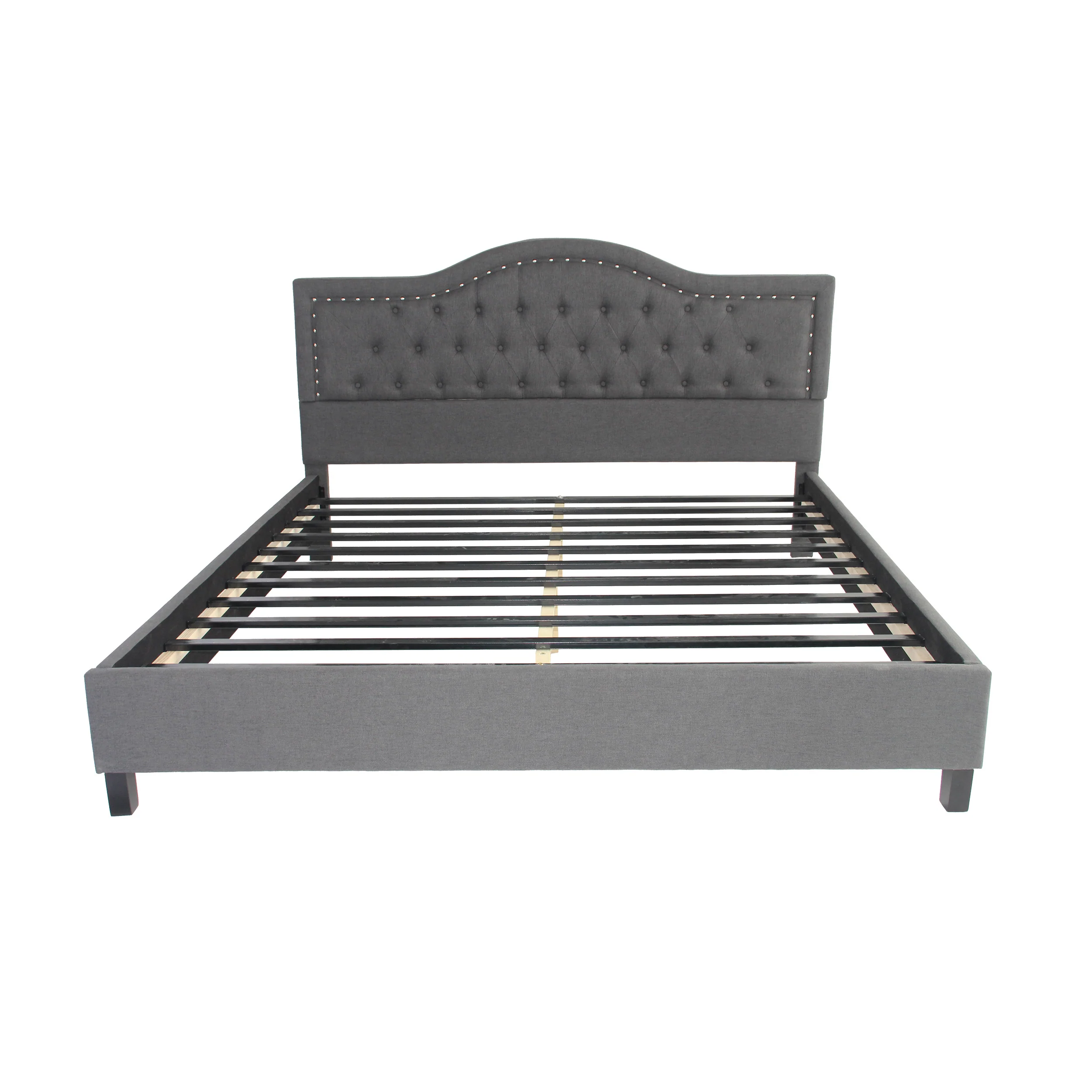 Dante Contemporary Upholstered Bed Set with Nailhead Trim - furnishings