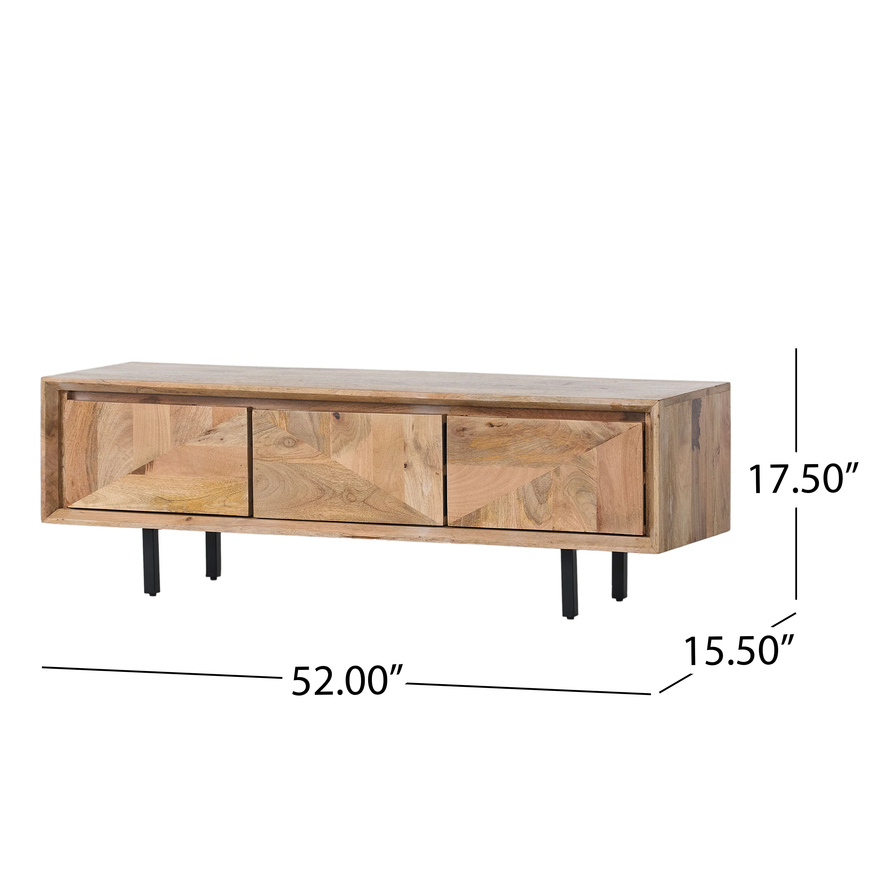 Zanya Handcrafted Boho 3-Drawer Wood TV Stand - furnishings