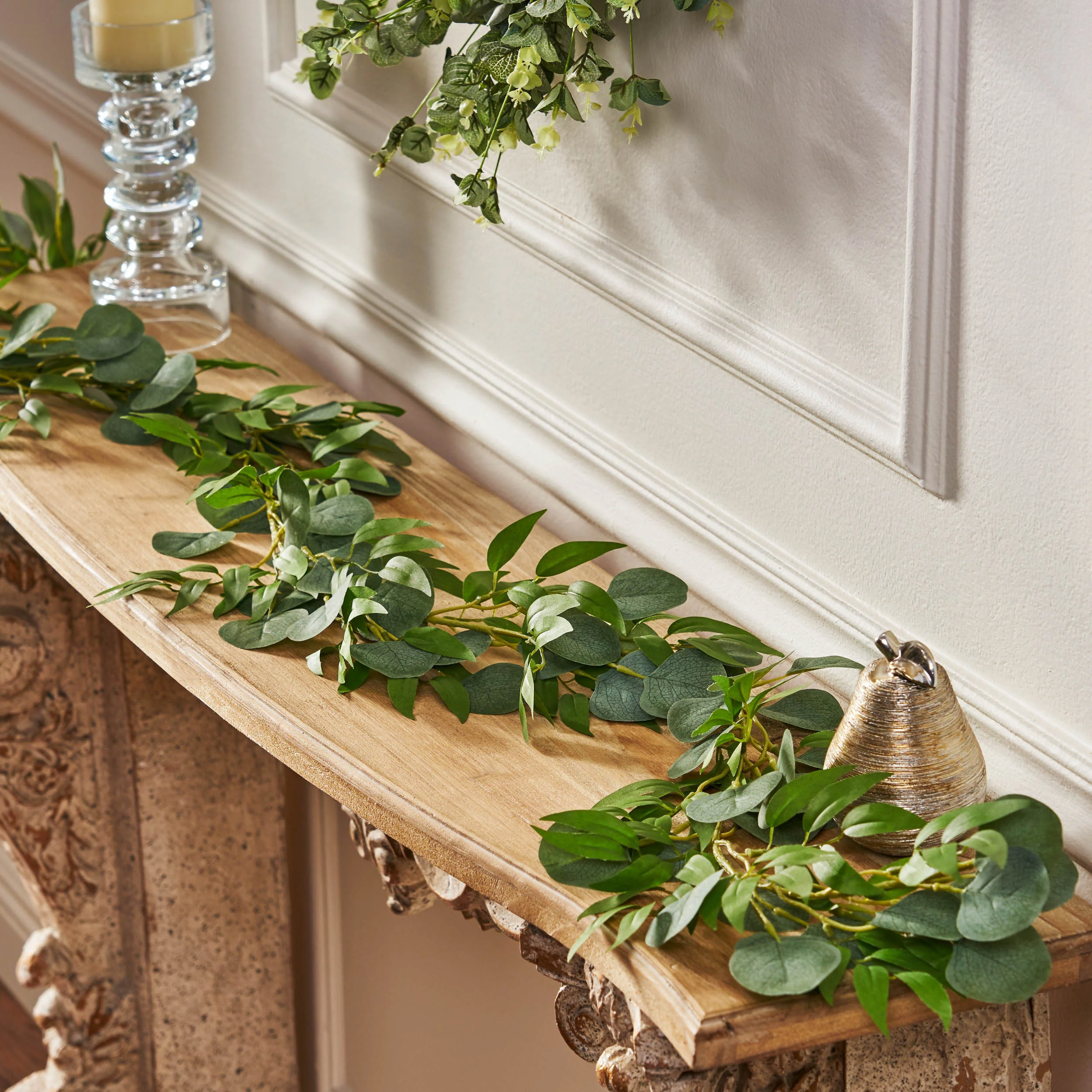 Cragin 6.5-foot Eucalyptus Vine Artificial Silk Garland, Green - furnishings