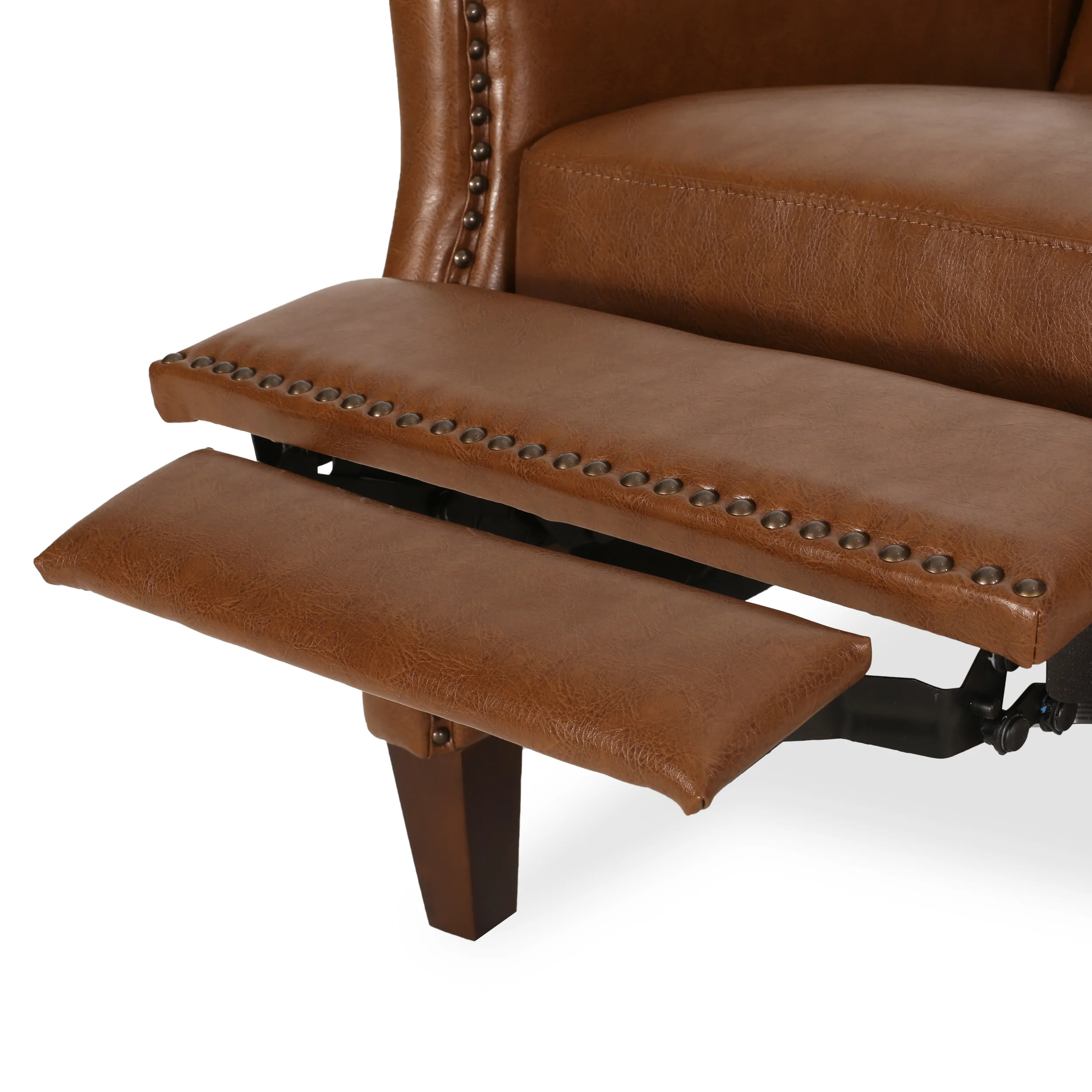 Breu Contemporary Upholstered Pushback Recliner with Nailhead Trim - furnishings