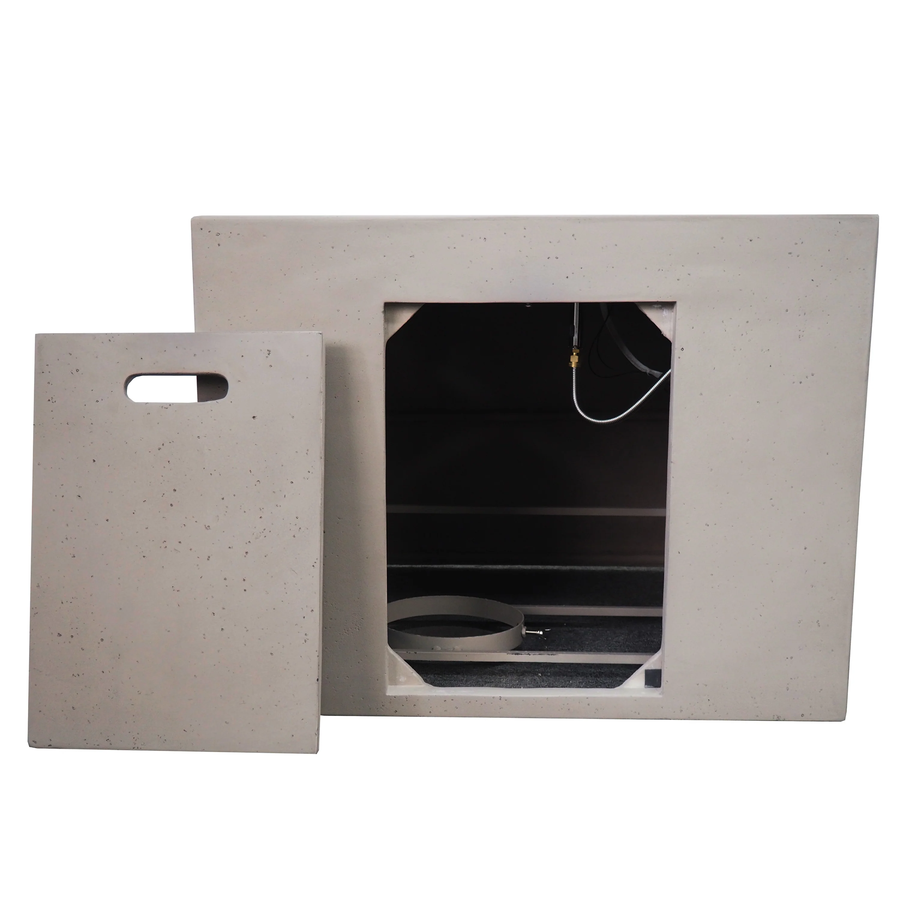 Leo Outdoor 31-inch Square Light Weight Concrete Gas Burning Fire Pit - furnishings