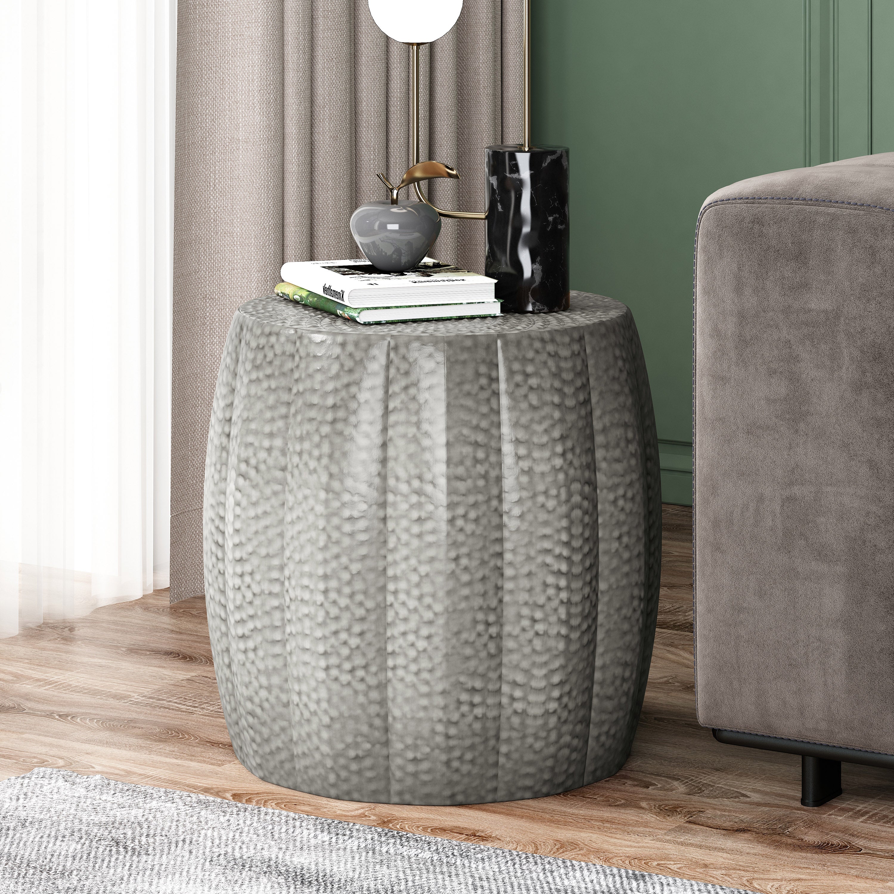 Craigue Modern Iron Mandala Pumpkin Side Table - furnishings