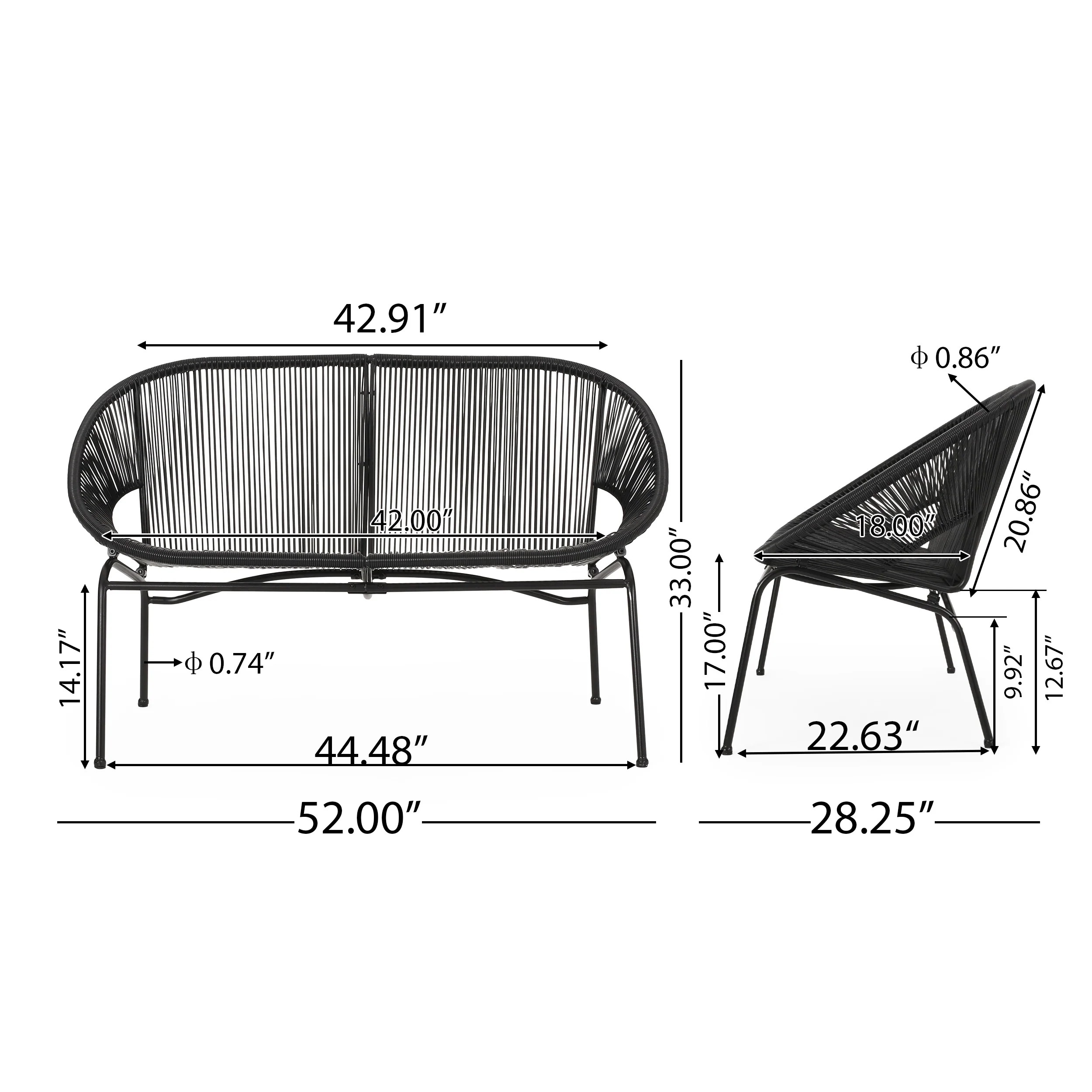 Chardean Outdoor Hammock Weave Loveseat Bench - furnishings