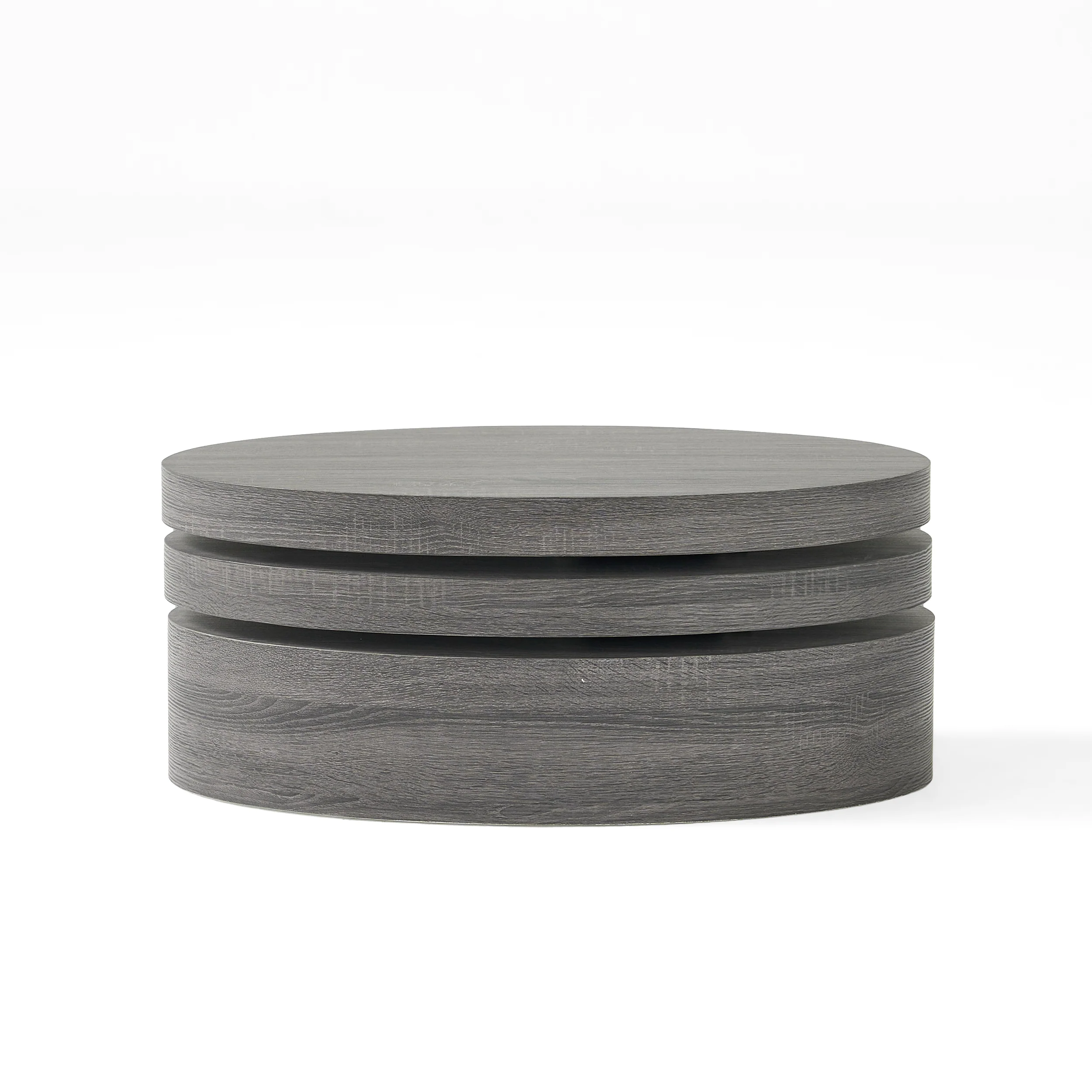 Lenox Modern Oval Black Oak Finish Faux Wood Rotating Coffee Table - furnishings